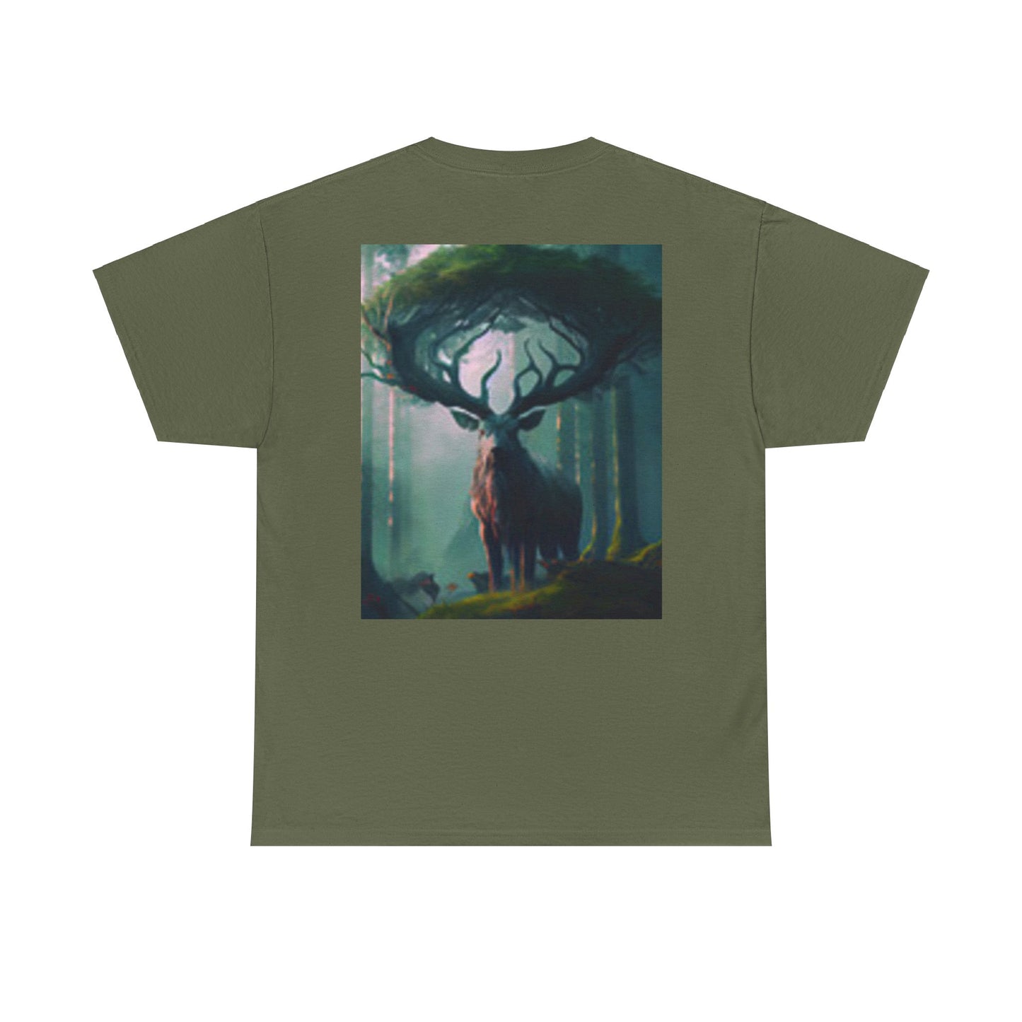 Camiseta unisex de algodón grueso con diseño de ciervos en el bosque
