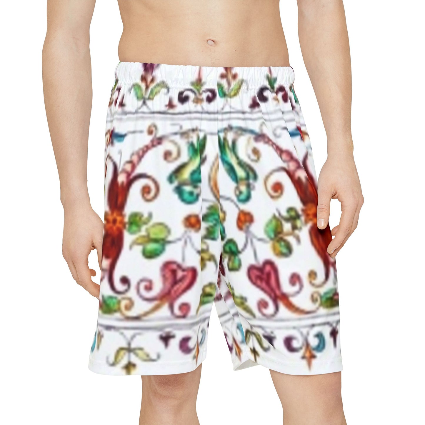 Pantalones cortos deportivos con estampado floral colorido para hombre: ropa deportiva cómoda para el verano