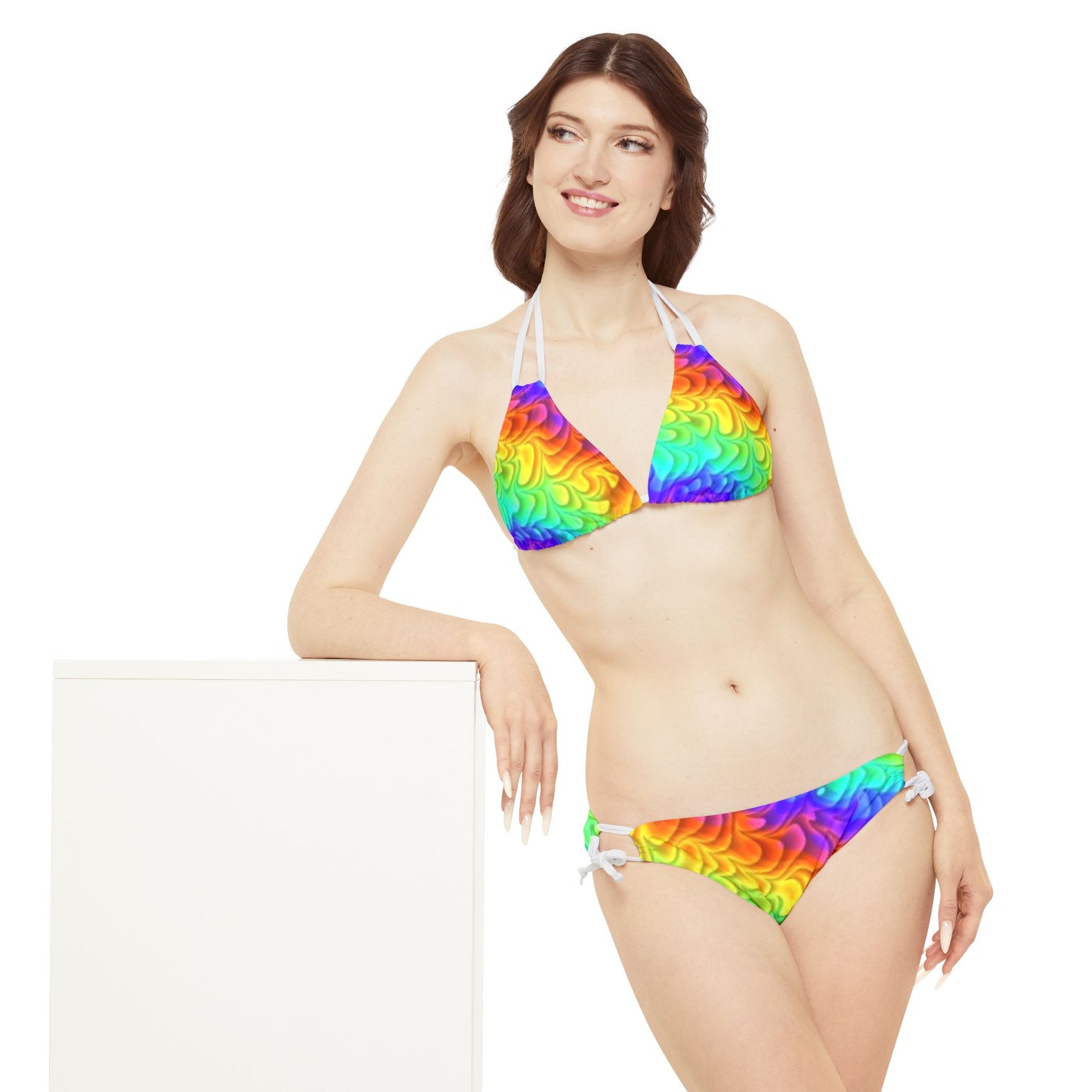 Conjunto de bikini de tiras multicolor chic en Daughin Island, Alabama