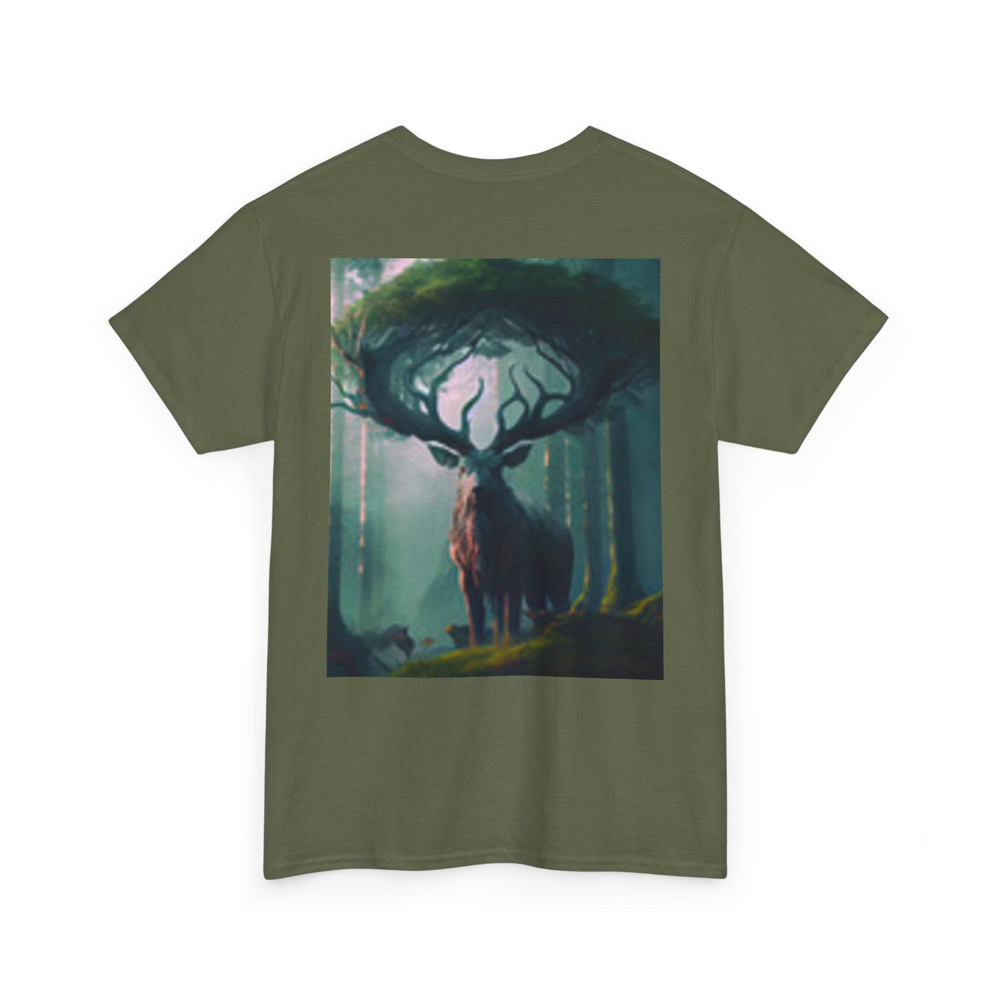Camiseta unisex de algodón grueso con diseño de ciervos en el bosque