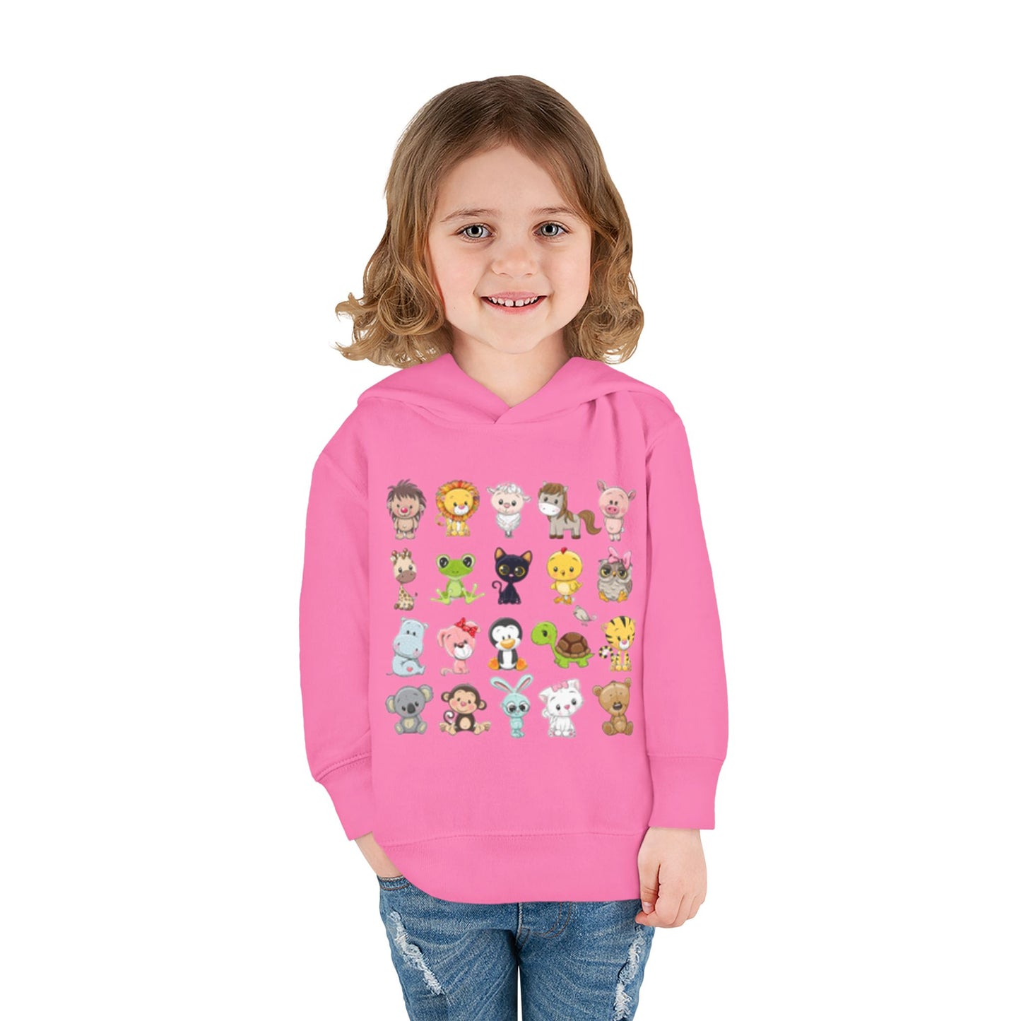 Sudadera con capucha de polar con estampado animal adorable para niños pequeños | Sudadera infantil bonita