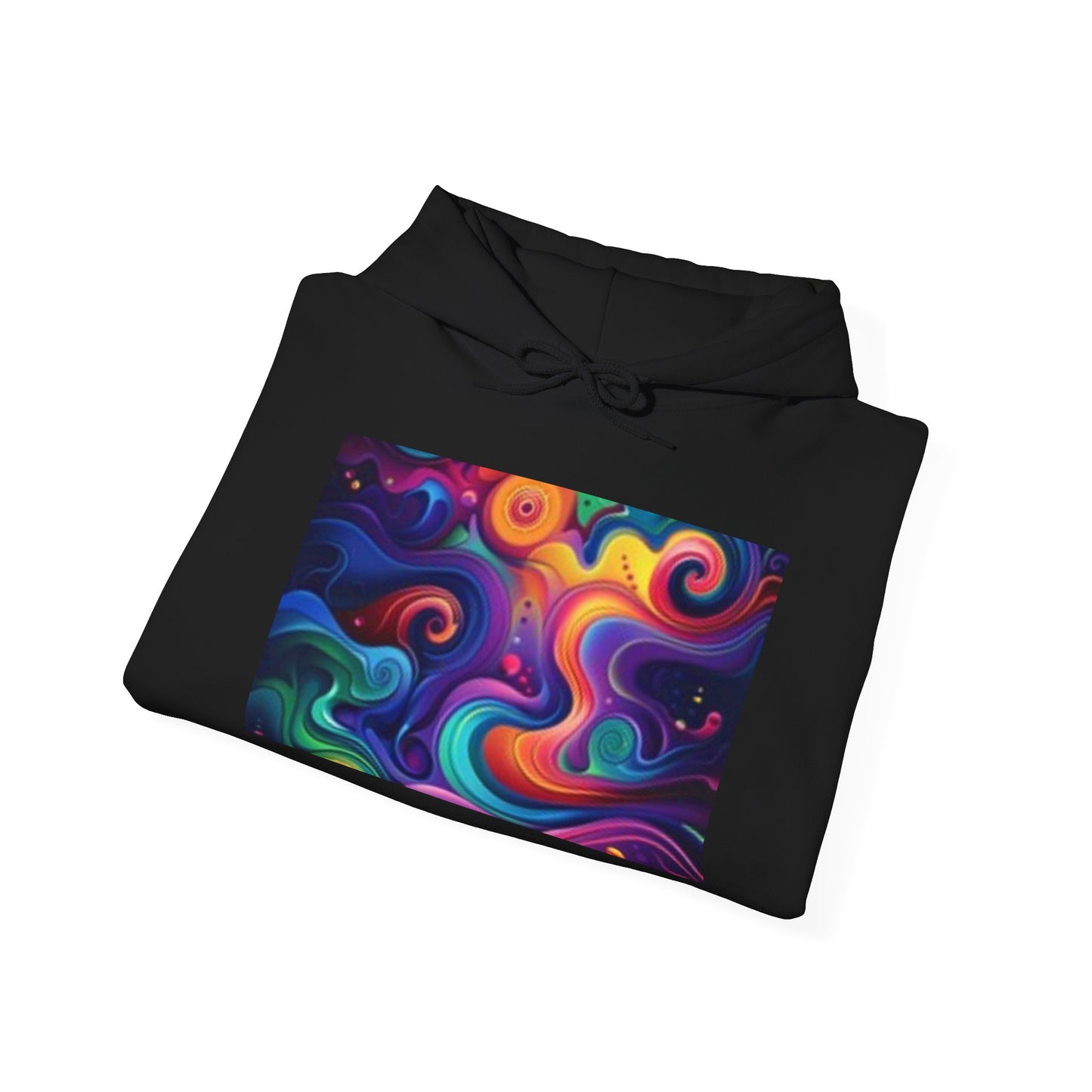 Sudadera con capucha unisex artística: diseño abstracto colorido y lunar