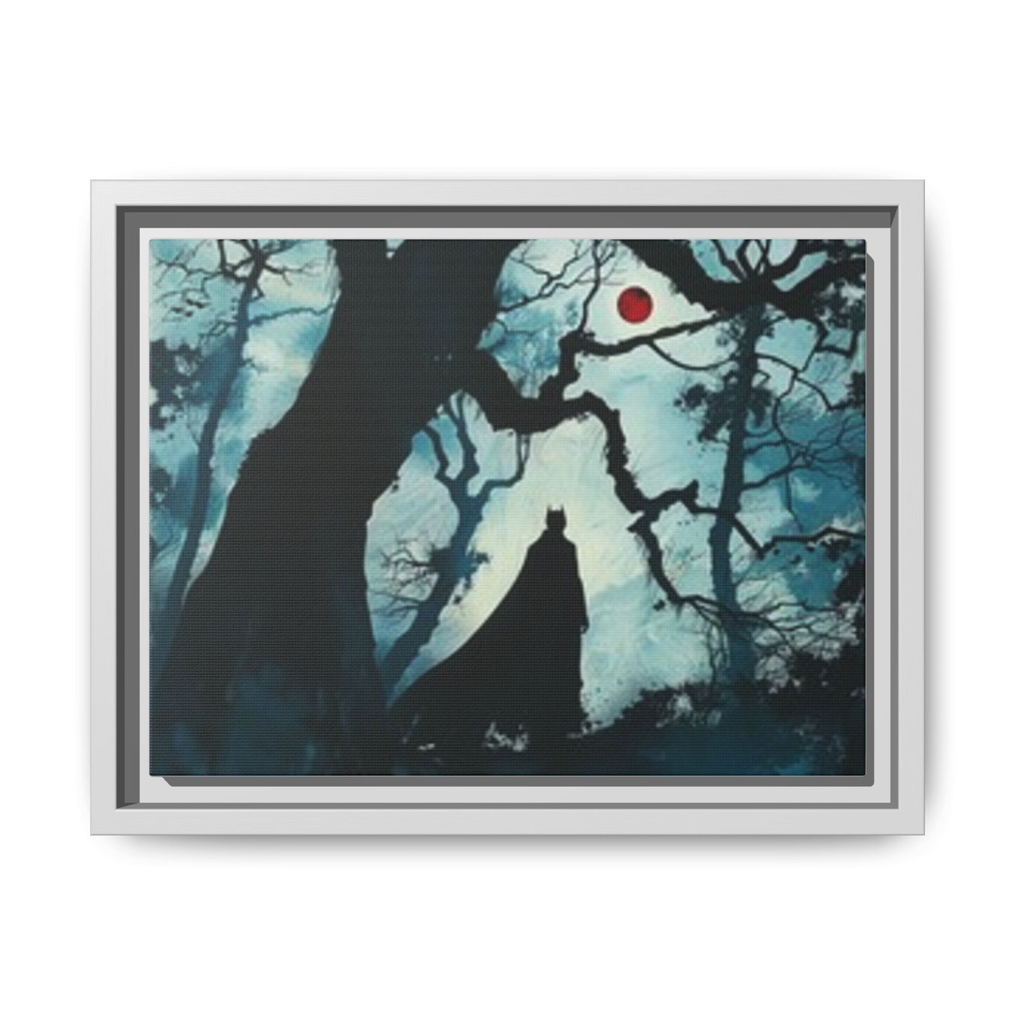 Batman in Forest Wall Art, Framed Matte Canvas, Dark Forest Decor, Gothic Art Print, Unique Home Decor, Perfect Gift for Art Lovers
