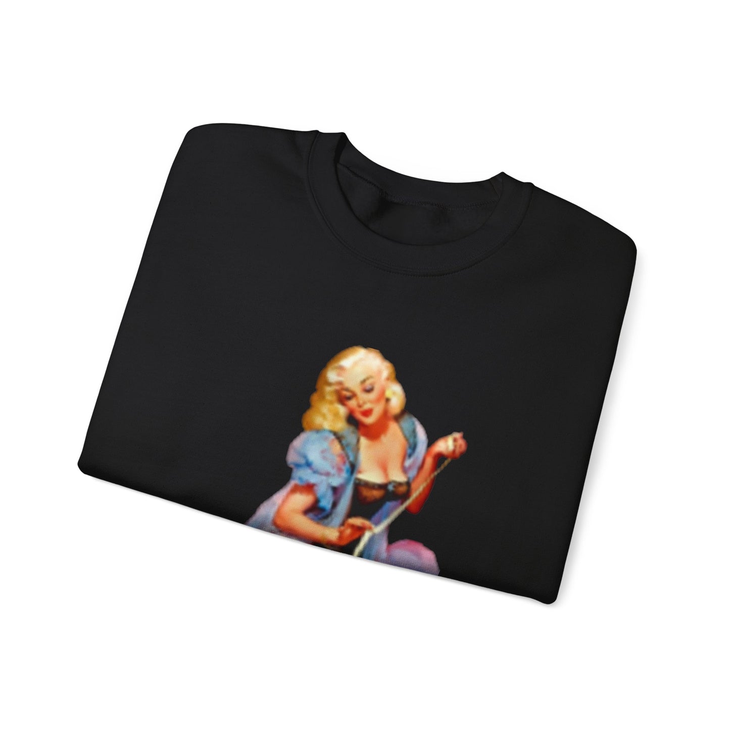 Sudadera retro sexy mujer en lencería con gato