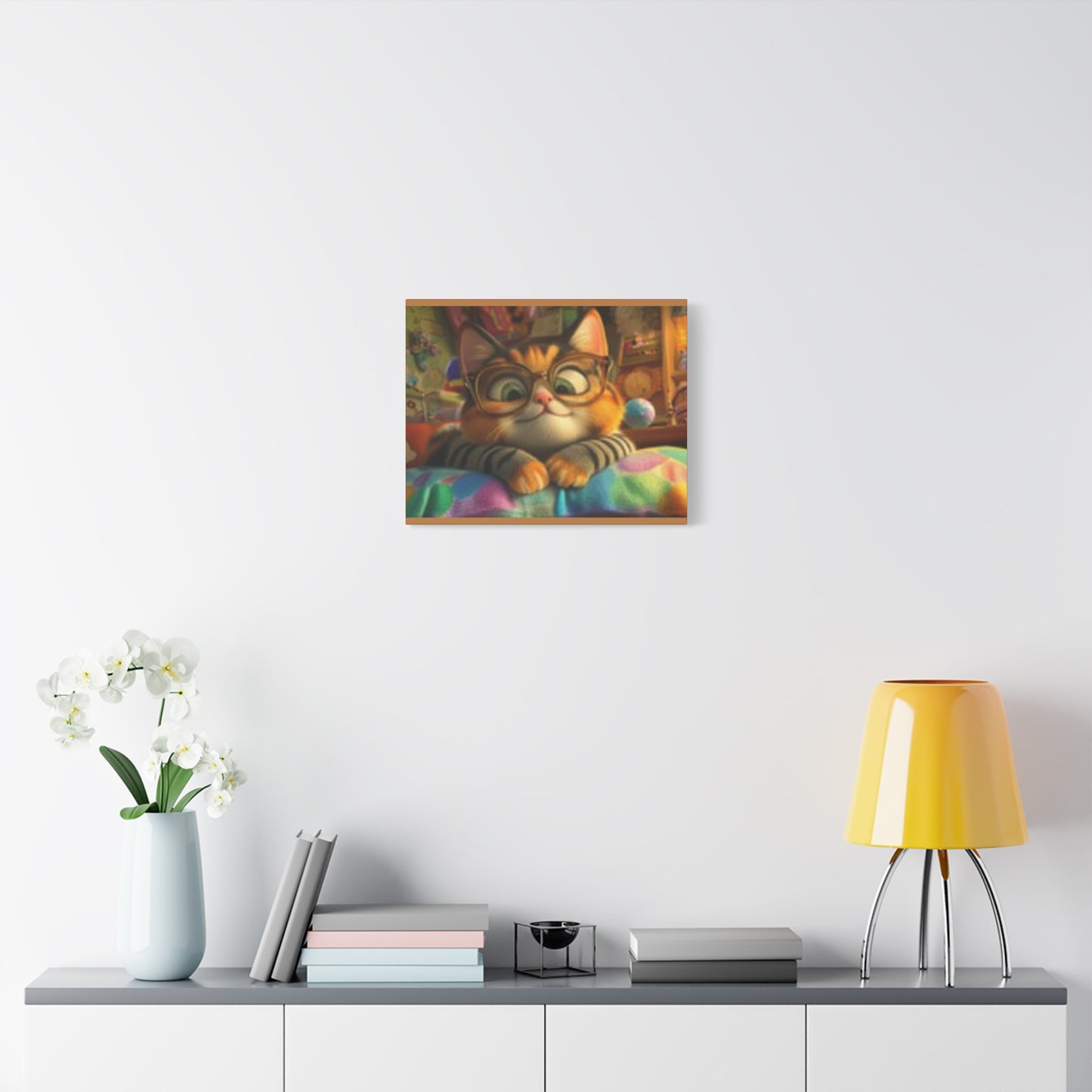 Charming Cat Canvas Wall Art, Cat Lover Decor, Cute Cat Artwork, Gift for Pet Owners, Whimsical Home Decor, Cat-Themed Room