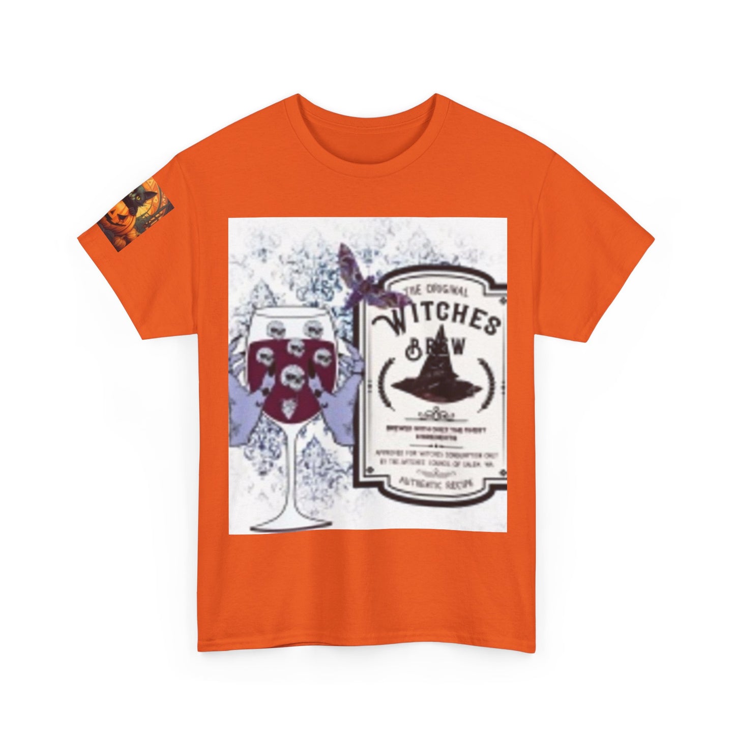 Witch Wine Castle Black Cat Unisex Heavy Cotton T-shirt