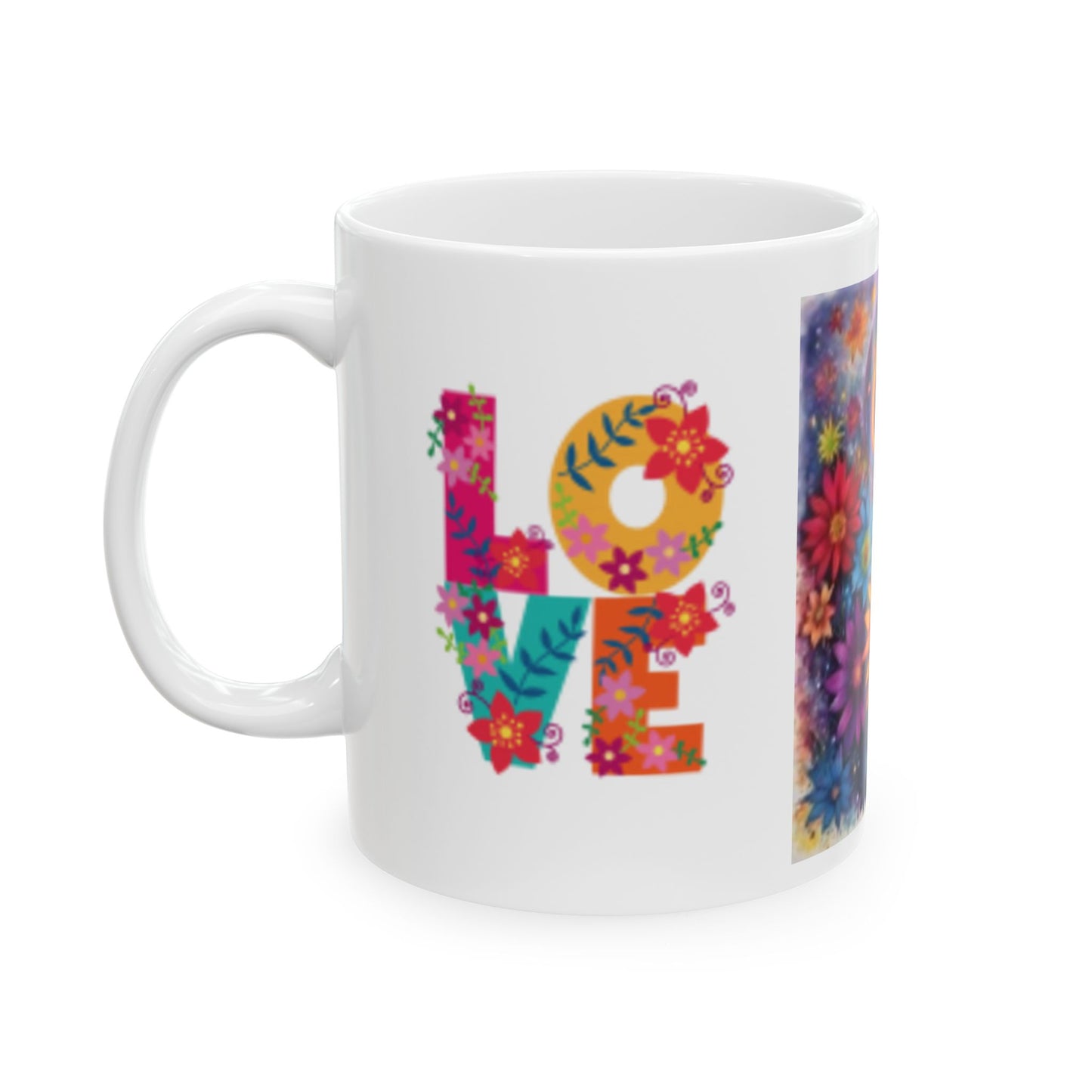 Taza de cerámica con diseño floral arcoíris de colores (325 ml y 433 ml), regalo perfecto para los amantes de la naturaleza.