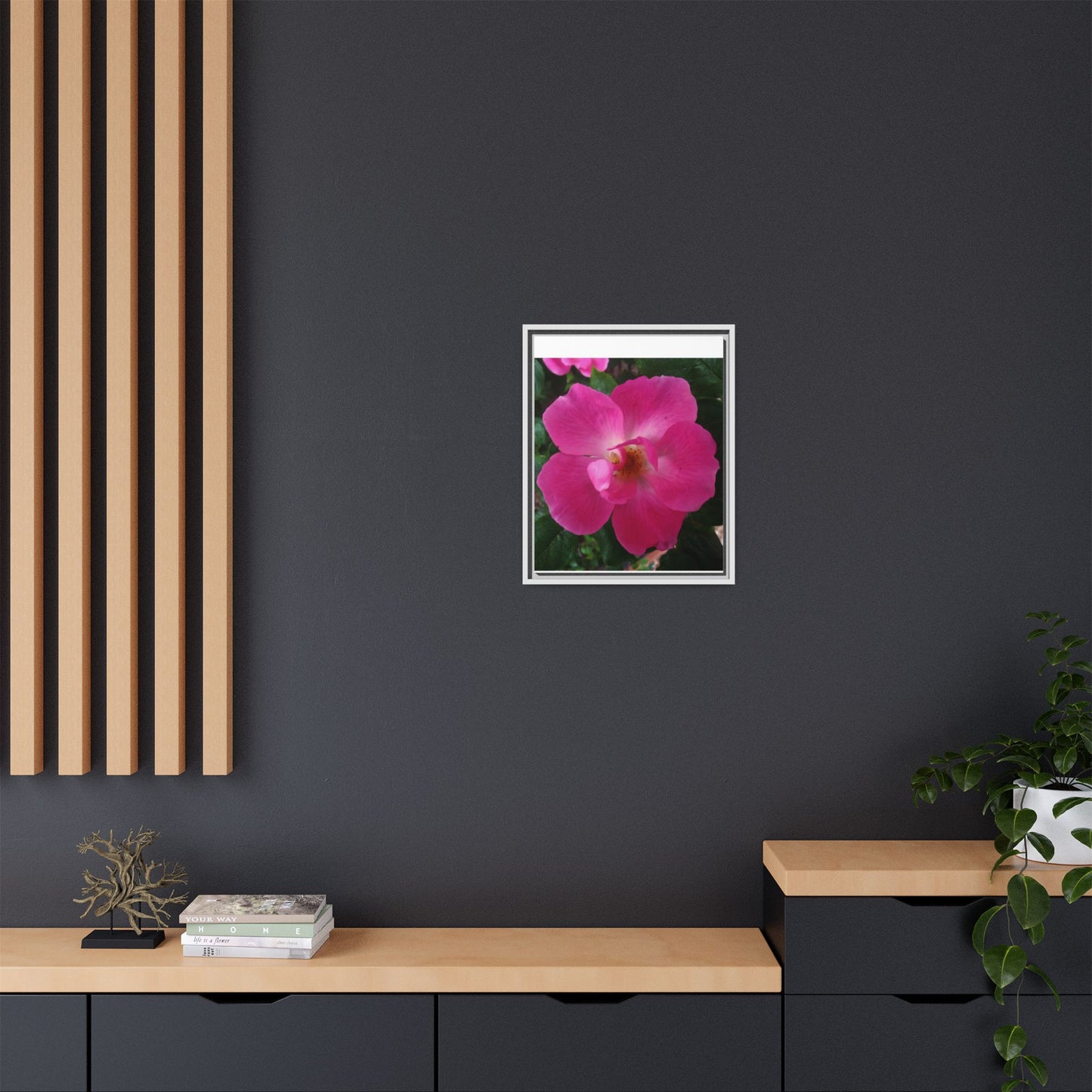 Framed Floral Canvas Art Print | Vibrant Pink Flower Decor, Wall Art for Home, Gift for Her, Mother's Day, Birthday