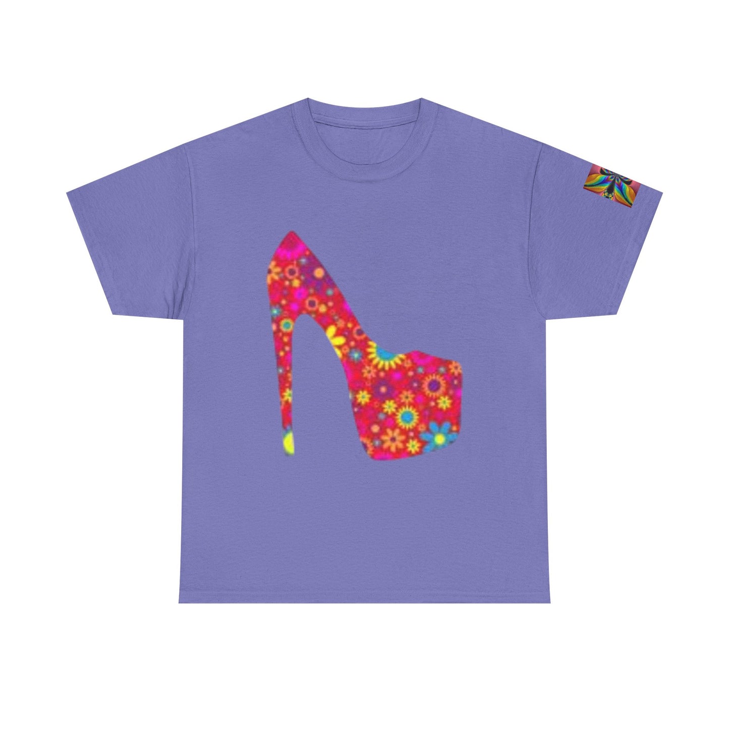 Camiseta unisex de algodón grueso con tacón alto y estampado floral: camiseta de moda para amantes del estilo.