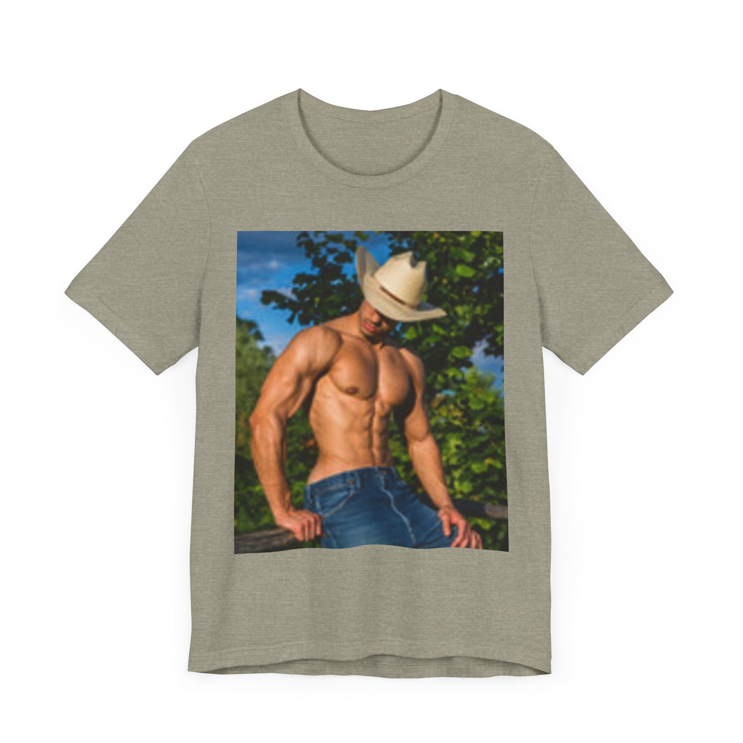 Guapo vaquero con músculos camiseta de mujer ¡ME ENCANTA, ME ENCANTA, ME ENCANTA!