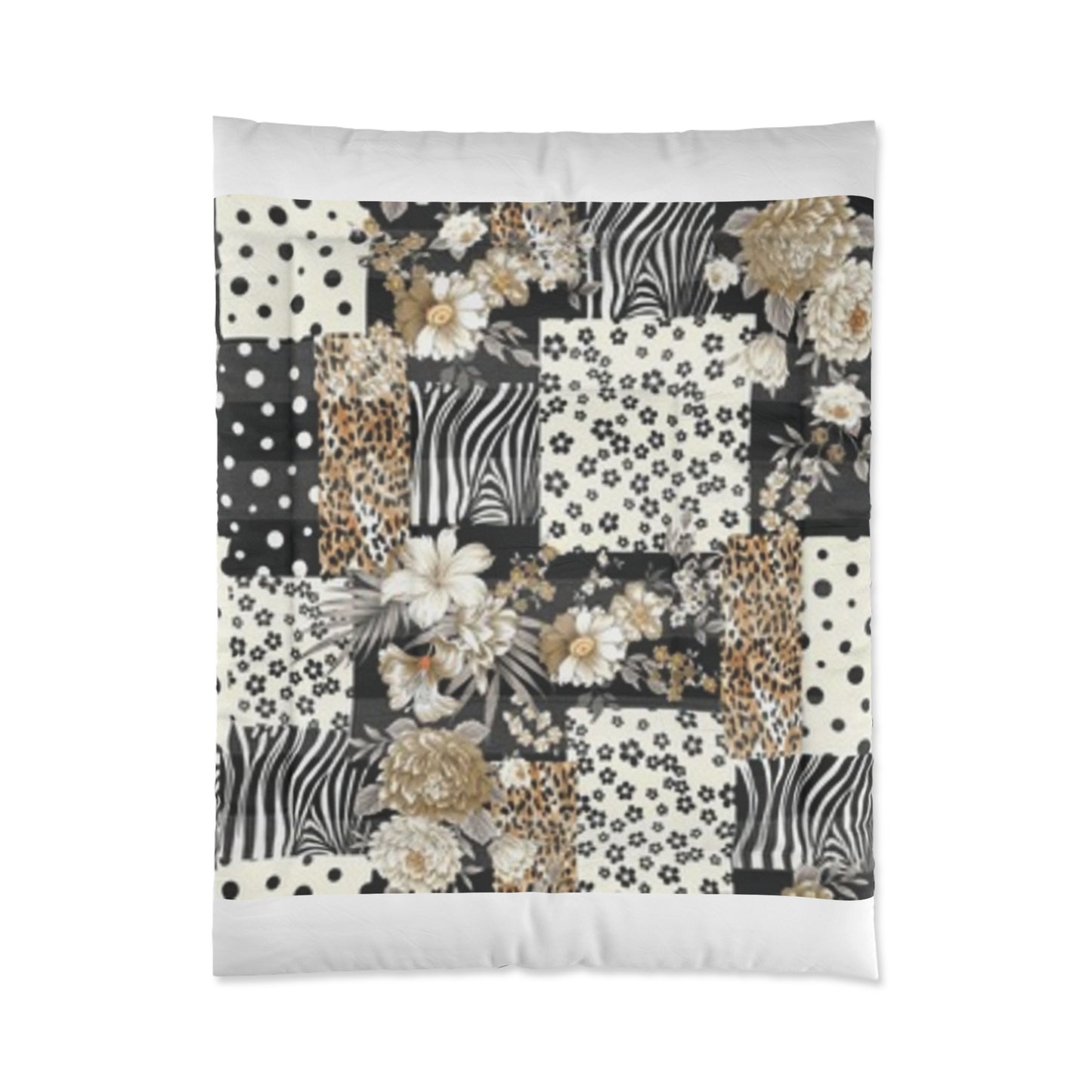 Edredón bohemio de patchwork floral: decoración acogedora para el dormitorio