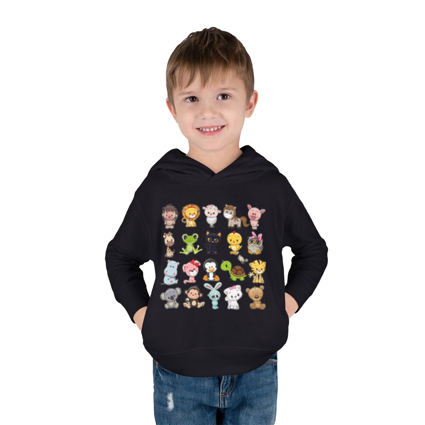 Sudadera con capucha de polar con estampado animal adorable para niños pequeños | Sudadera infantil bonita