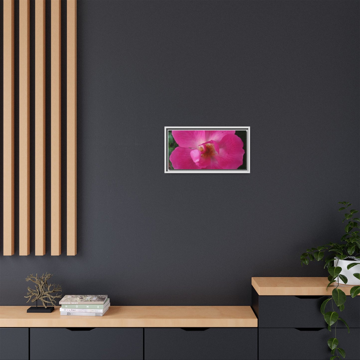 Framed Floral Canvas Art Print | Vibrant Pink Flower Decor, Wall Art for Home, Gift for Her, Mother's Day, Birthday
