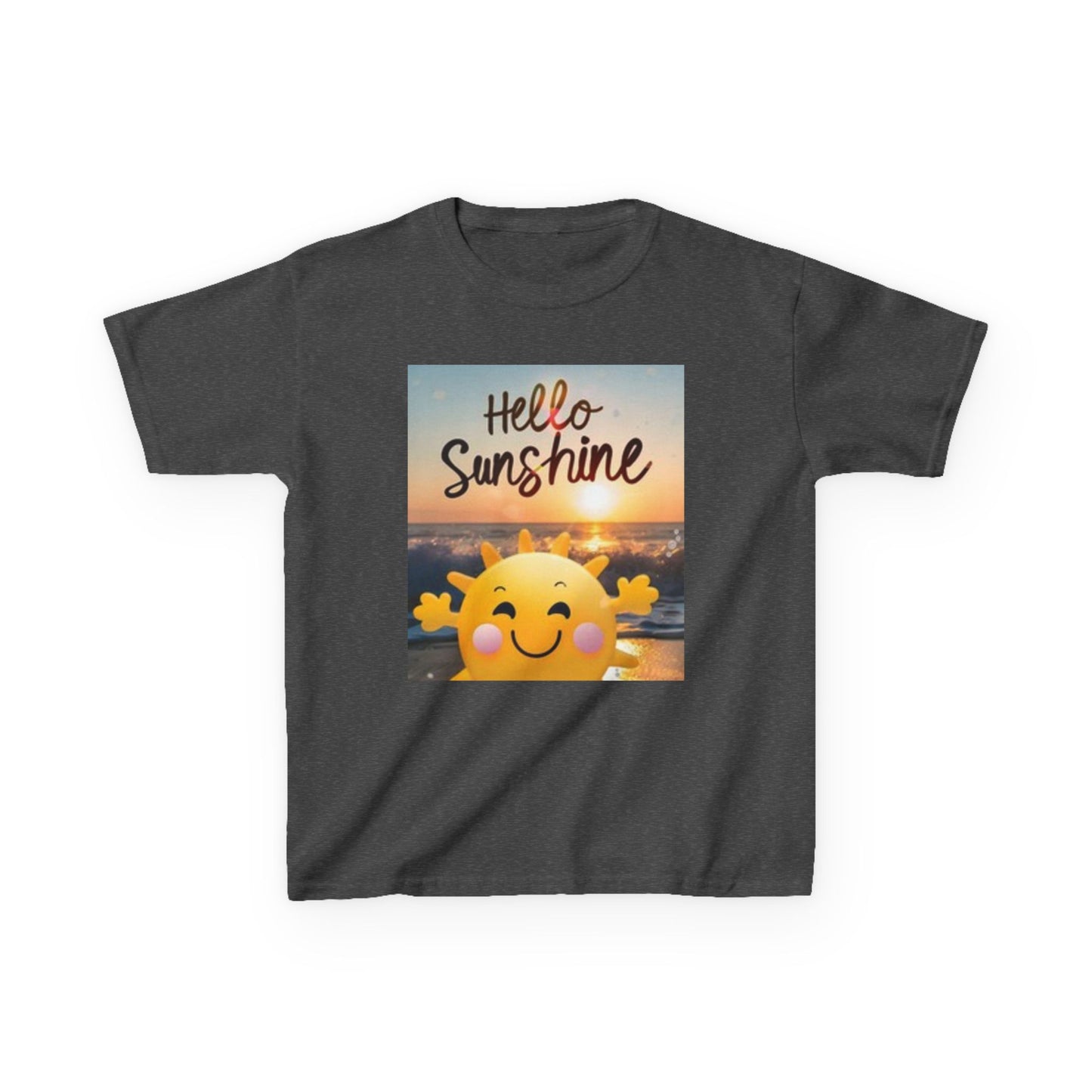 Camiseta infantil "Hello Sunshine" con corazones de colores: ropa de verano divertida y divertida