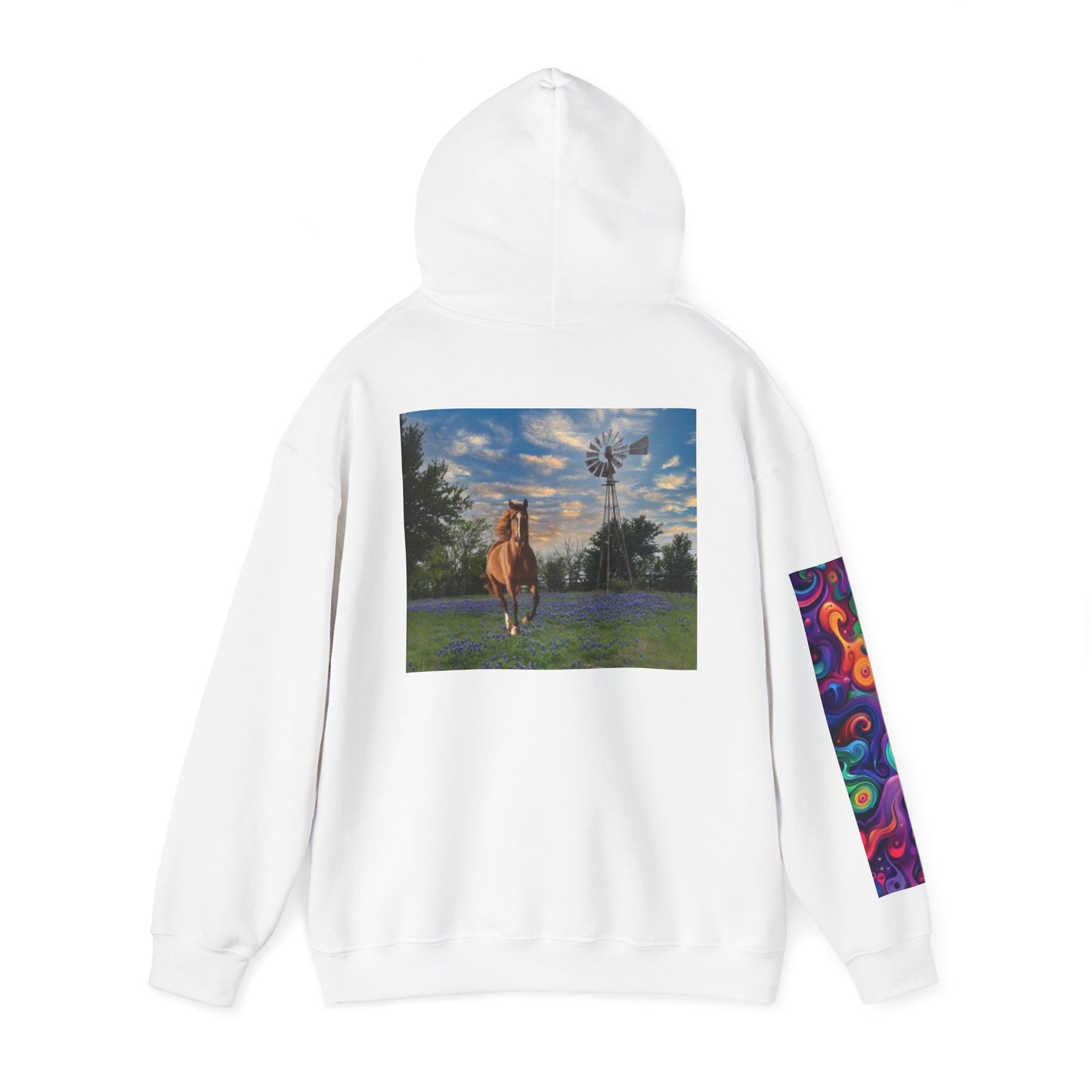 Sudadera con capucha unisex inspirada en Texas con diseño de mangas coloridas