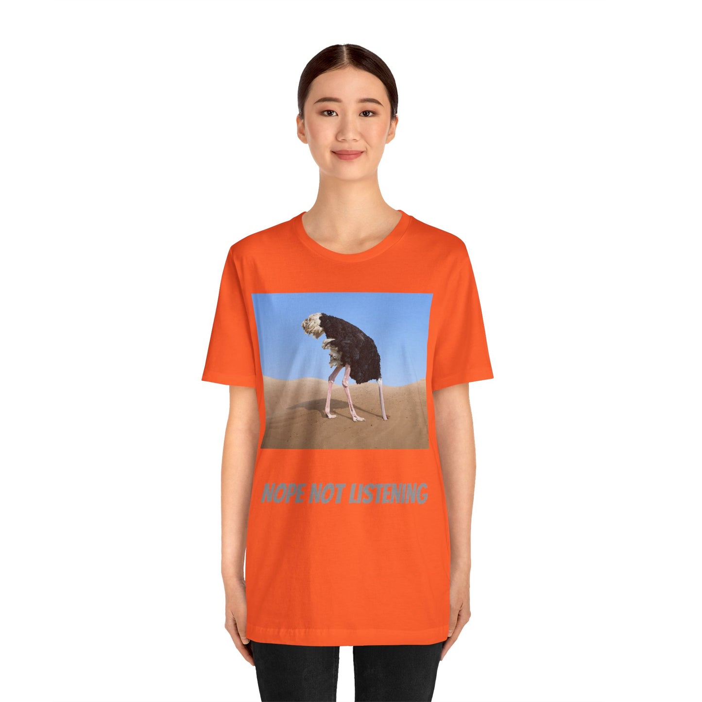 Camiseta avestruz no, no escucho