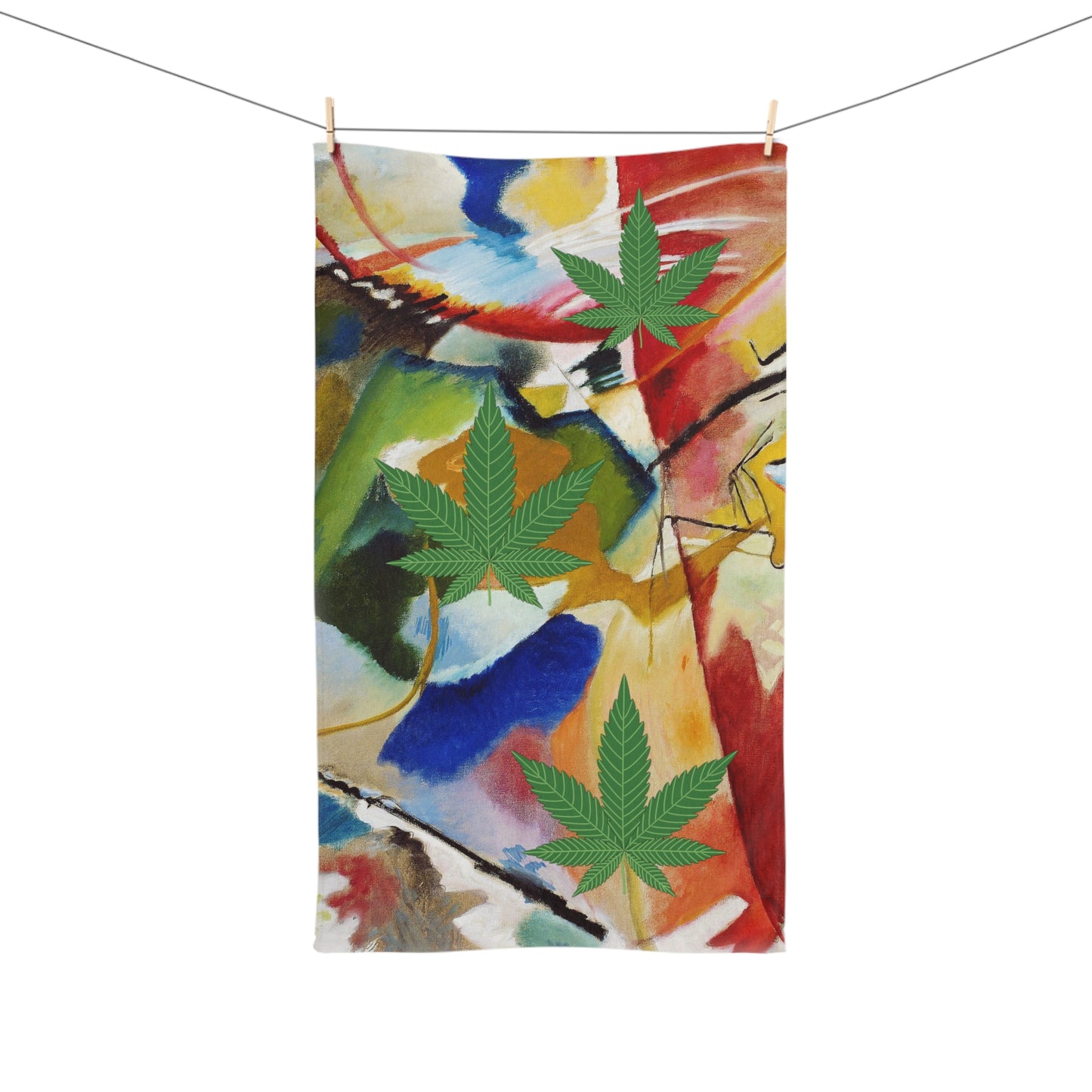 Toalla de mano de 16" x 28" de tamaño, toalla de baño y cara a juego con hojas de marihuana multicolor