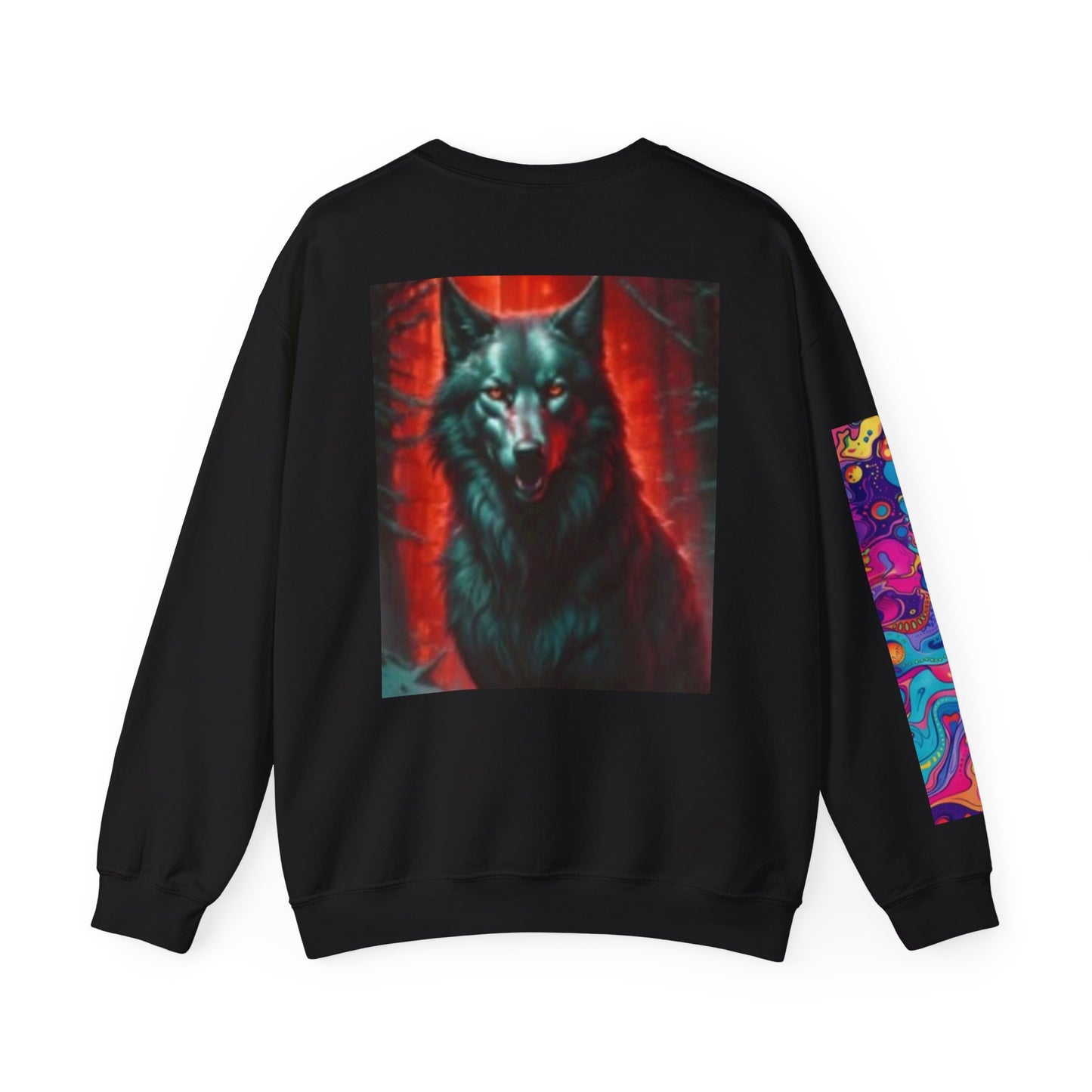 Sudadera unisex de cuello redondo con estampado animal artístico: diseños atrevidos para amantes de los perros y los lobos.