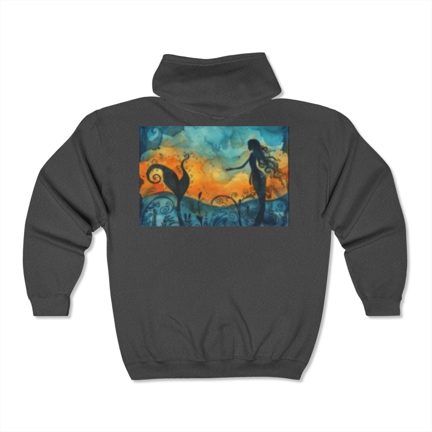 Full Zip Hooded Sweatshirt Mermaid Ocean