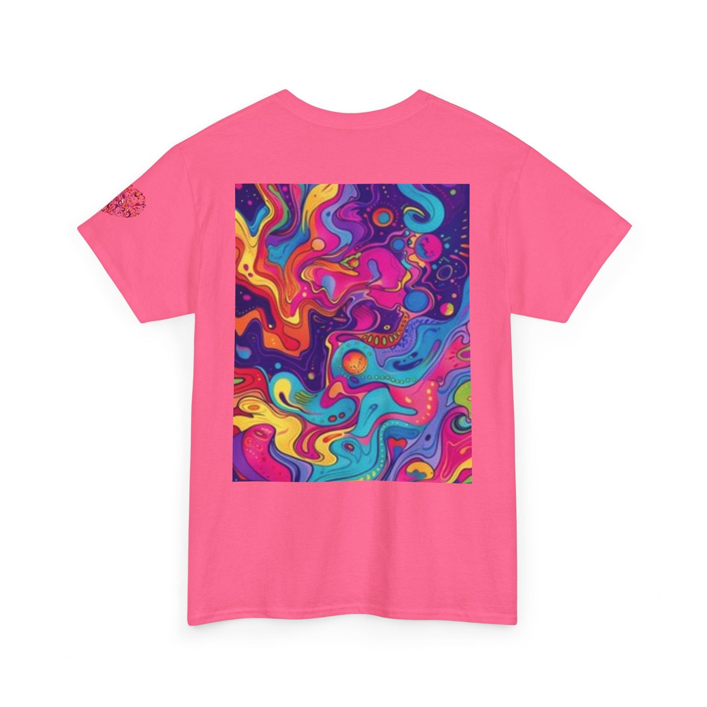 Camiseta unisex de algodón grueso con estampado artístico colorido - Diseño abstracto vibrante