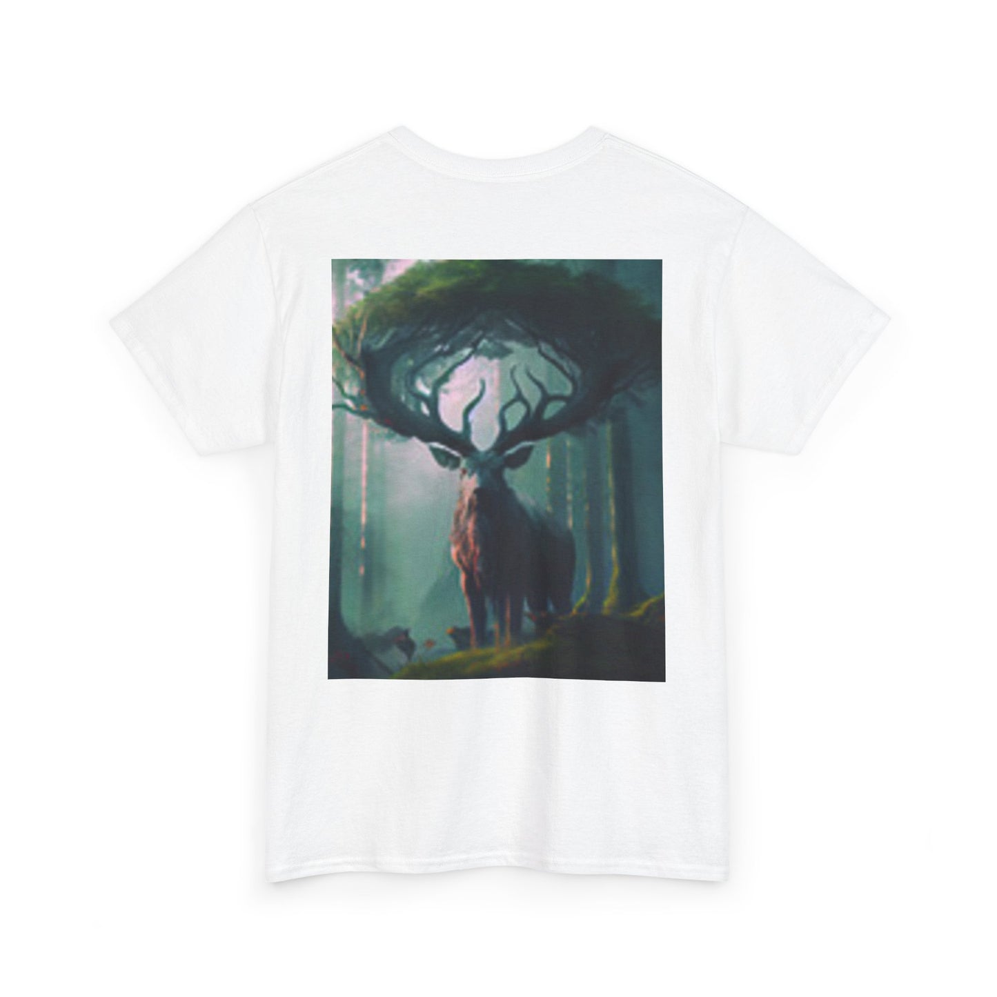 Camiseta unisex de algodón grueso con diseño de ciervos en el bosque