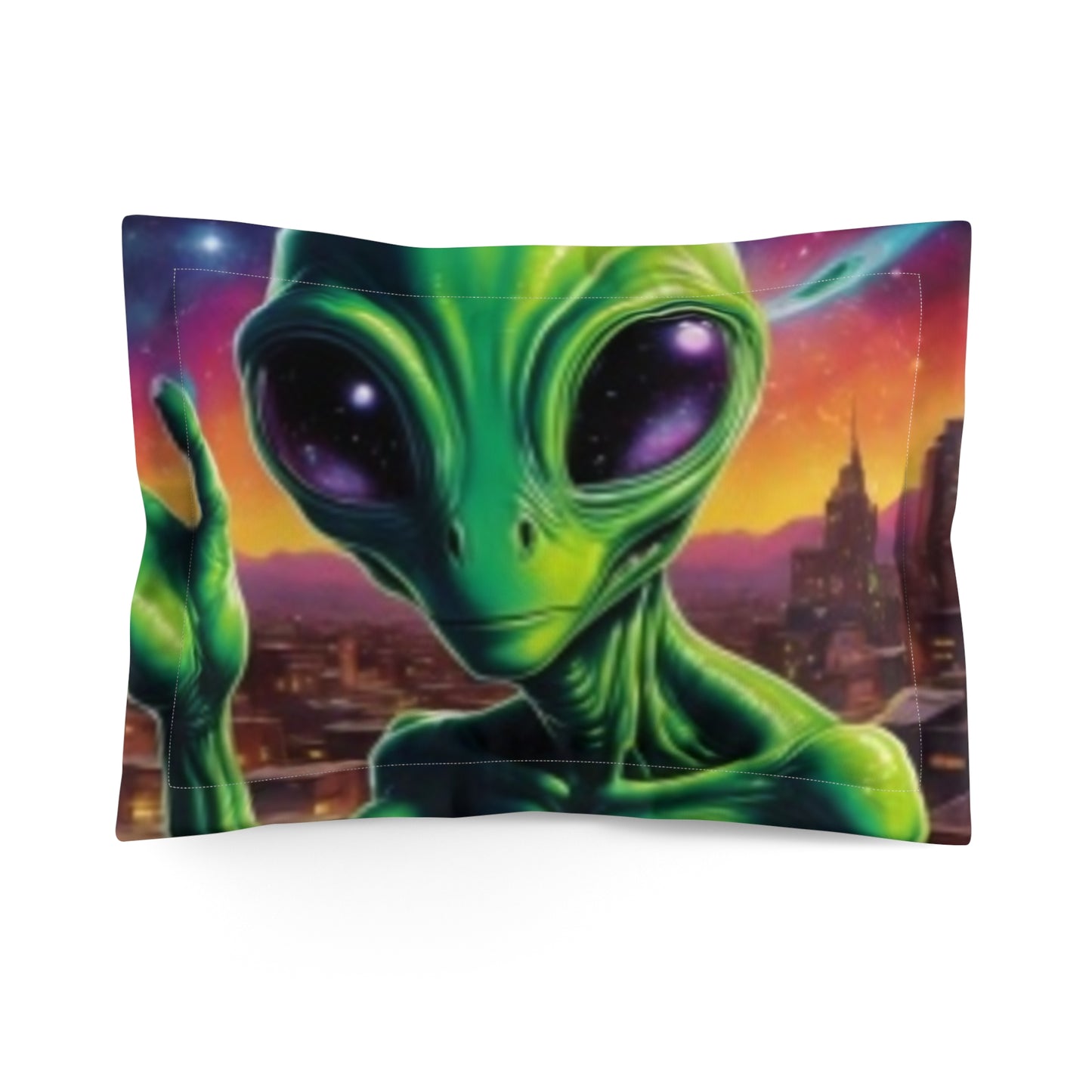 Pillow Sham Green Alien King Standard Size Thanks Shookie Mookie
