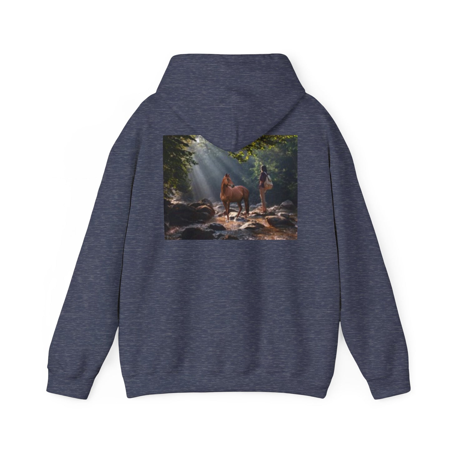 Sudadera unisex con capucha inspirada en la naturaleza con diseño de mariposa y caballo