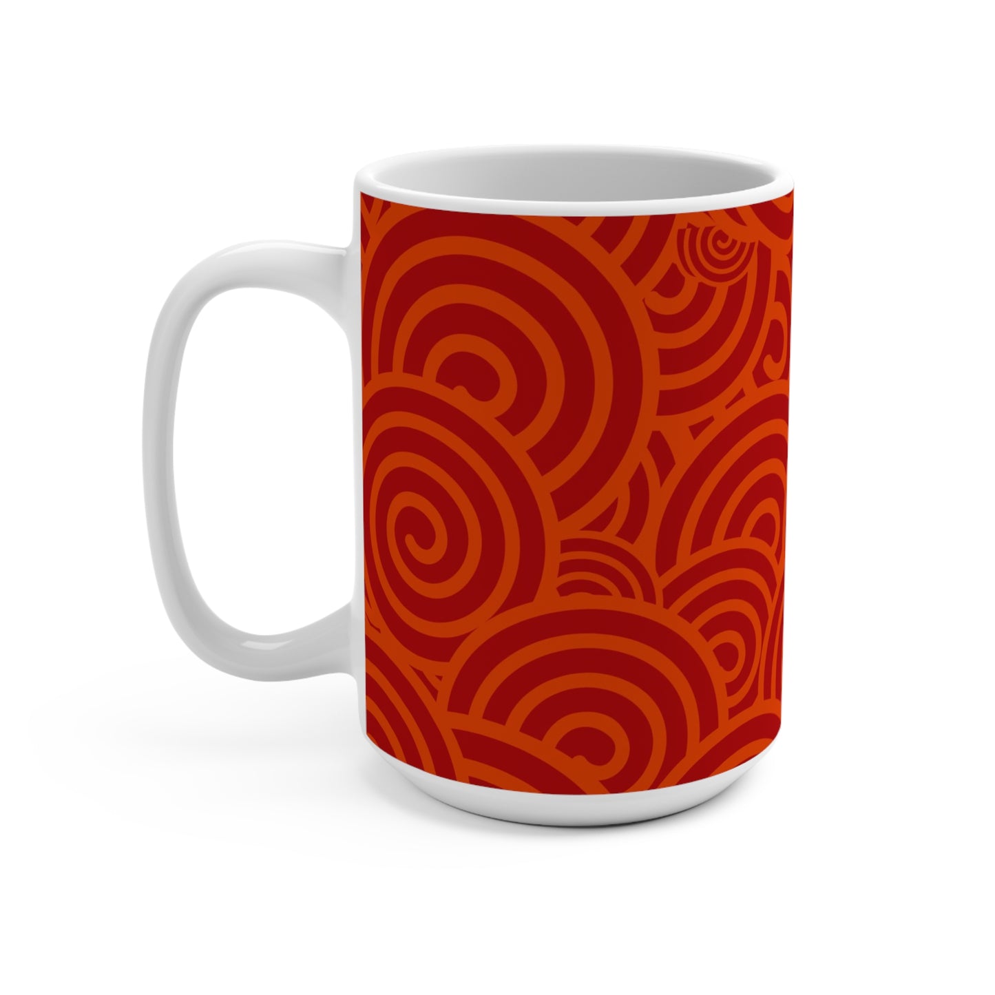 Taza de café con estampado de remolino rojo vibrante - 15 oz