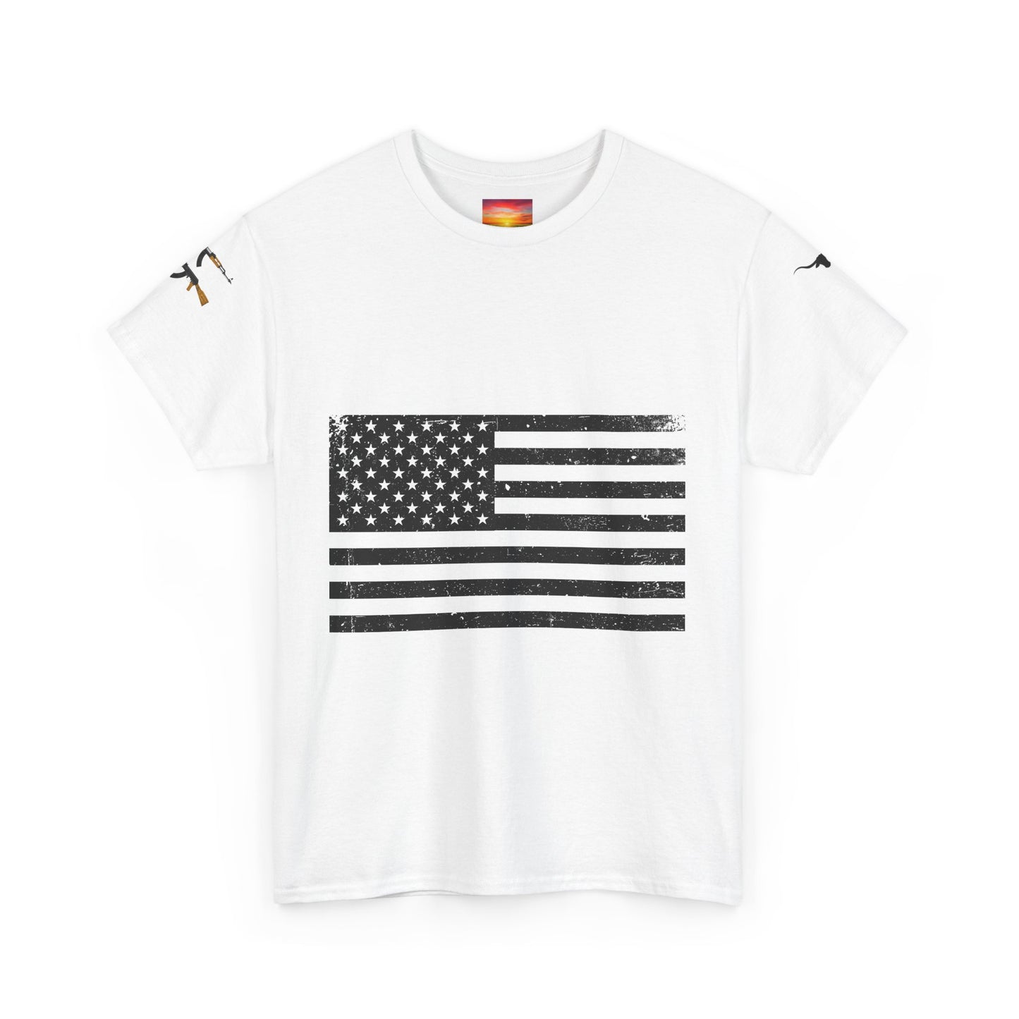 Vintage American Flag Guns Longhorn Sunset T-shirt