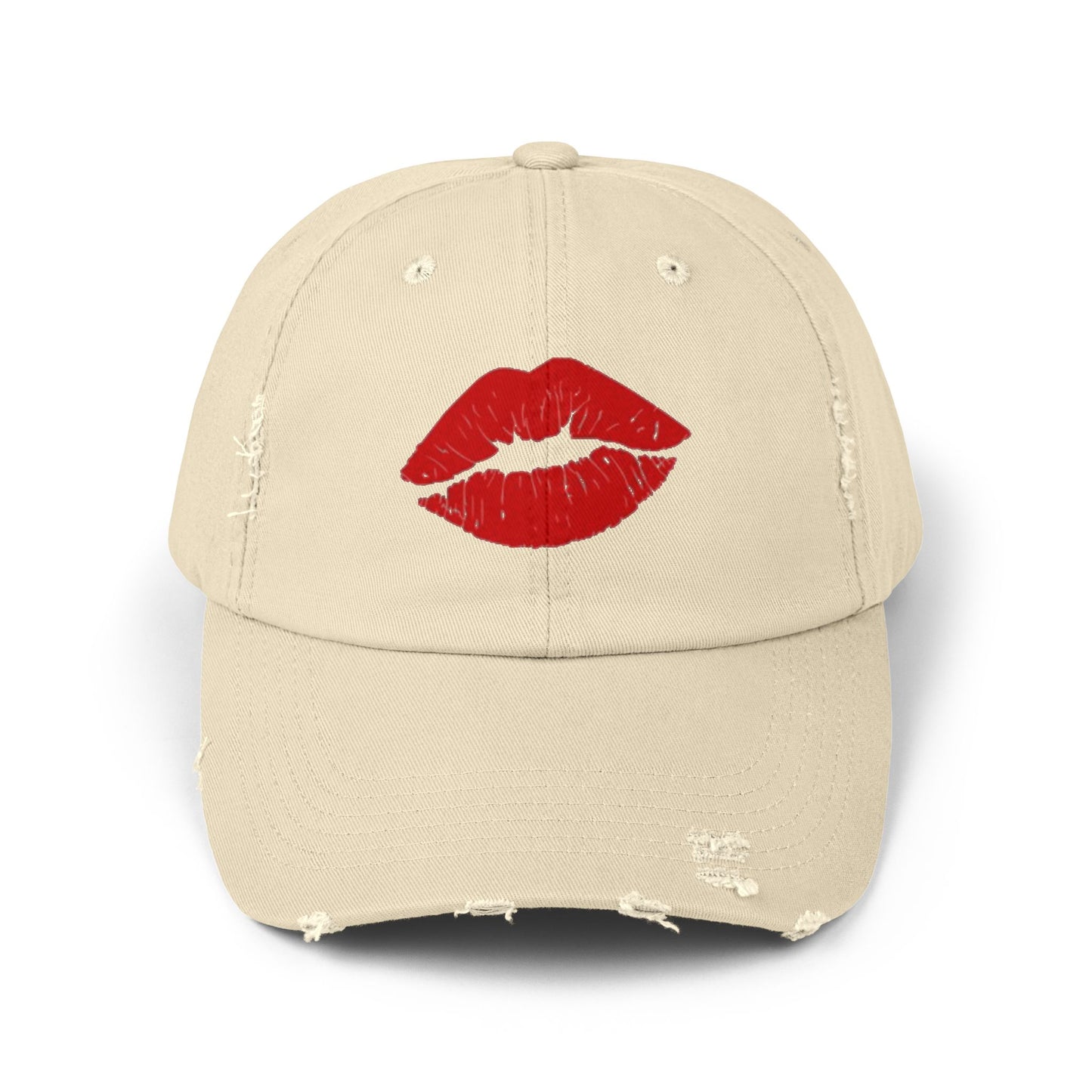 Gorra desgastada labios rojos