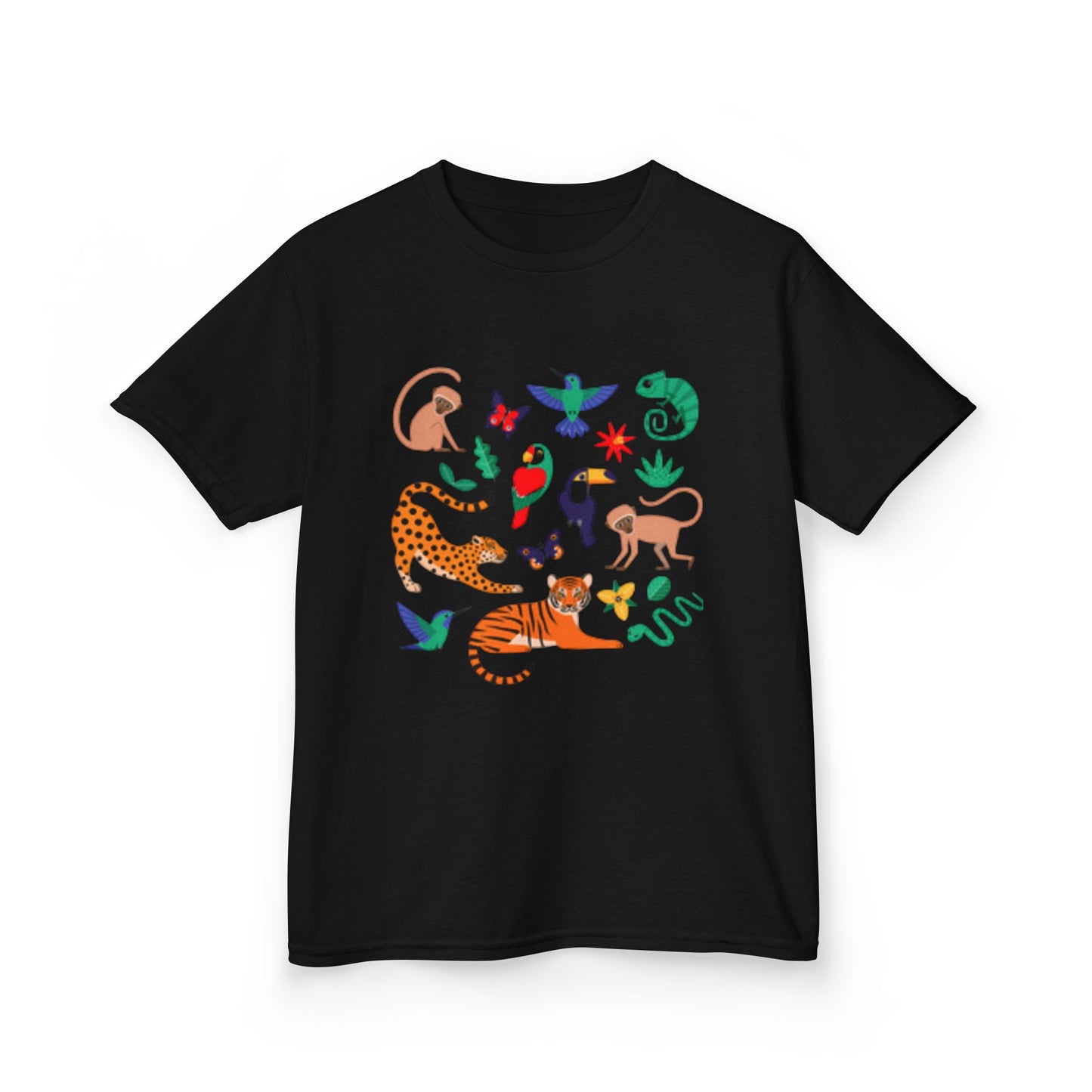 Camiseta infantil de aventura en la jungla: divertida camiseta de algodón con estampado animal