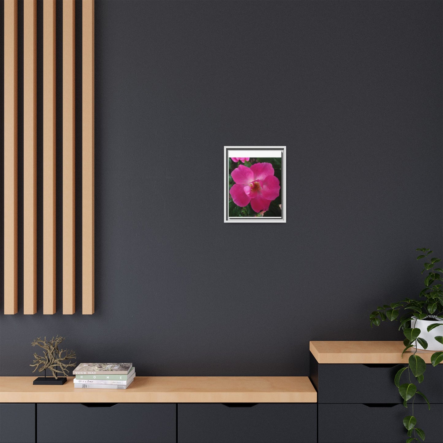 Framed Floral Canvas Art Print | Vibrant Pink Flower Decor, Wall Art for Home, Gift for Her, Mother's Day, Birthday
