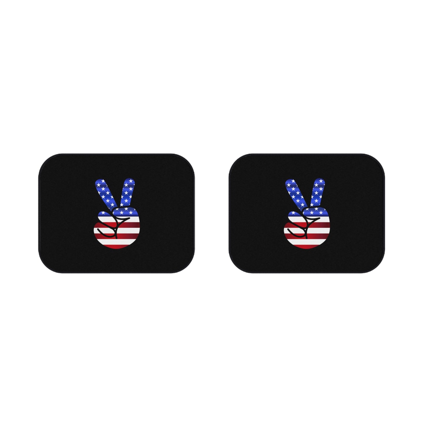 Car Mats (2x Rear) Peace Sign Red White Blue