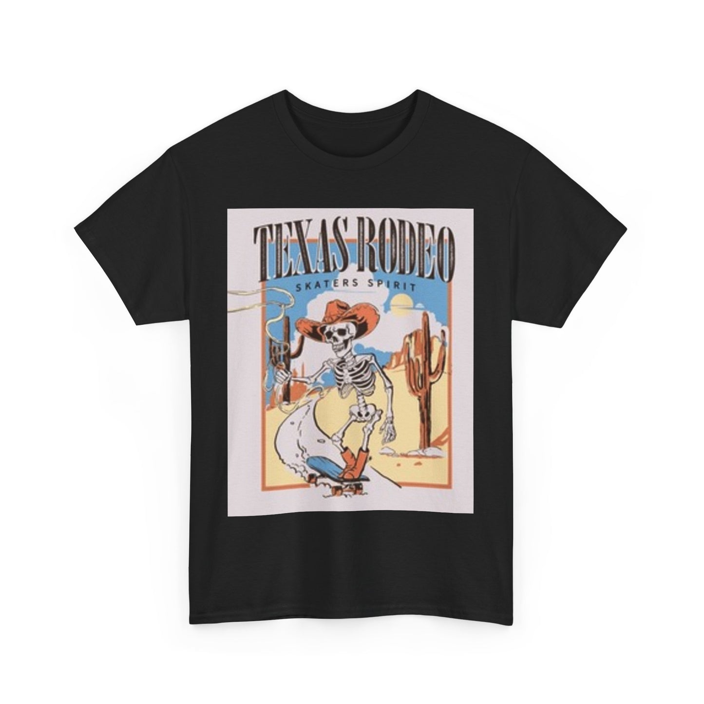Camiseta unisex de algodón grueso de Texas Rodeo - Diseño de esqueleto