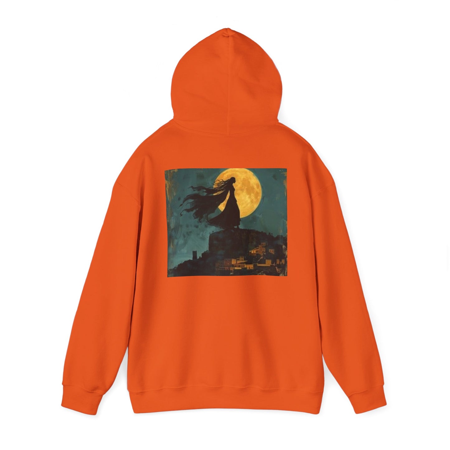 Sudadera con capucha unisex artística: diseño abstracto colorido y lunar