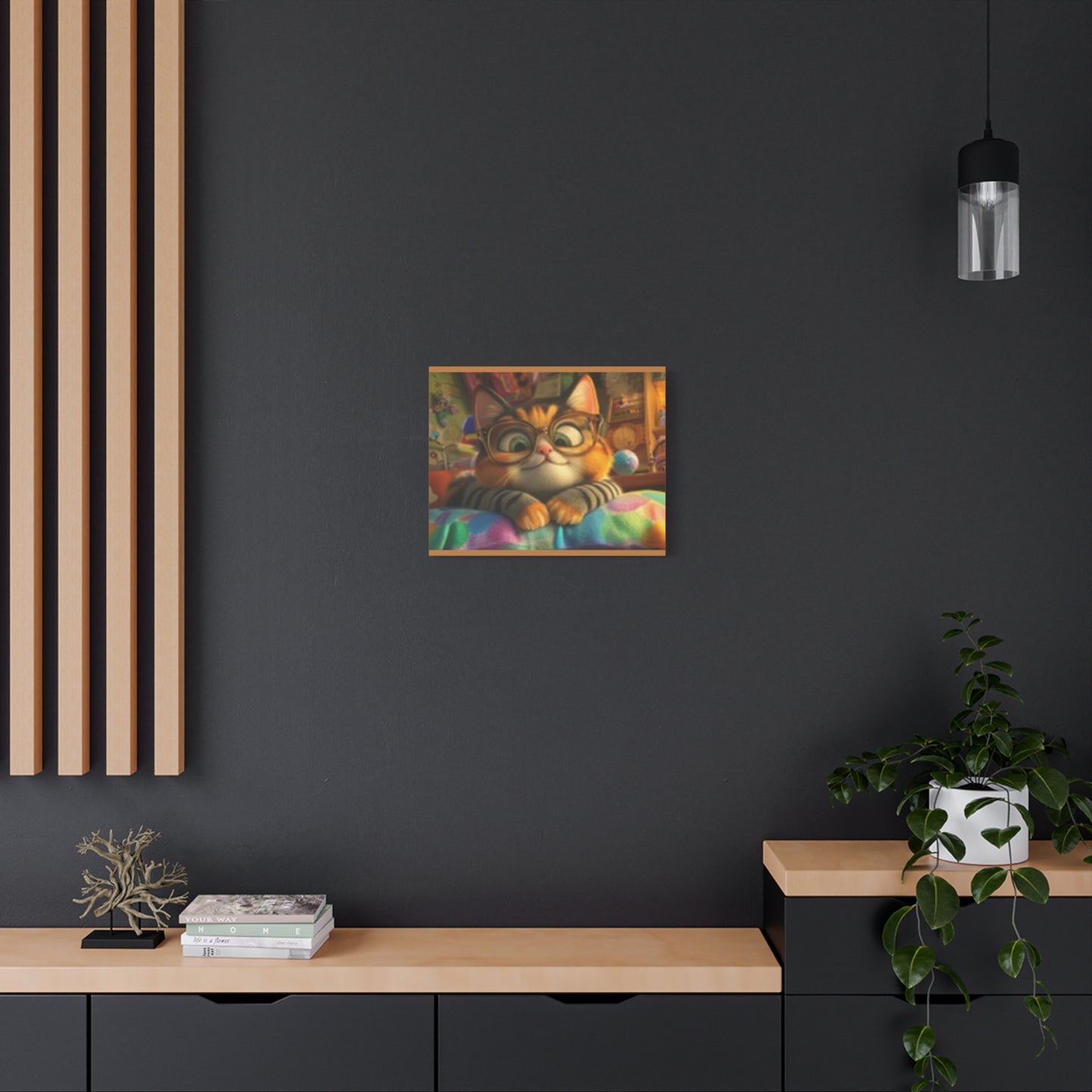 Charming Cat Canvas Wall Art, Cat Lover Decor, Cute Cat Artwork, Gift for Pet Owners, Whimsical Home Decor, Cat-Themed Room