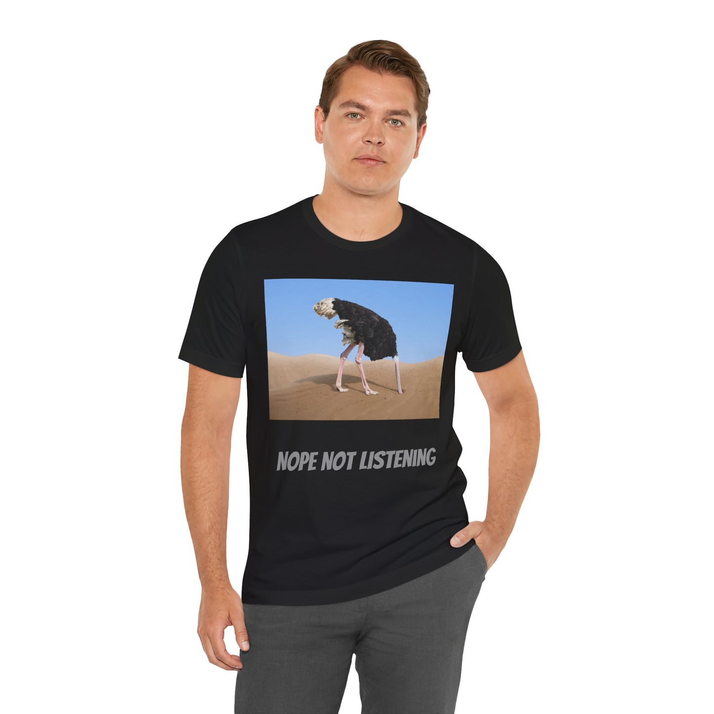 Camiseta avestruz no, no escucho