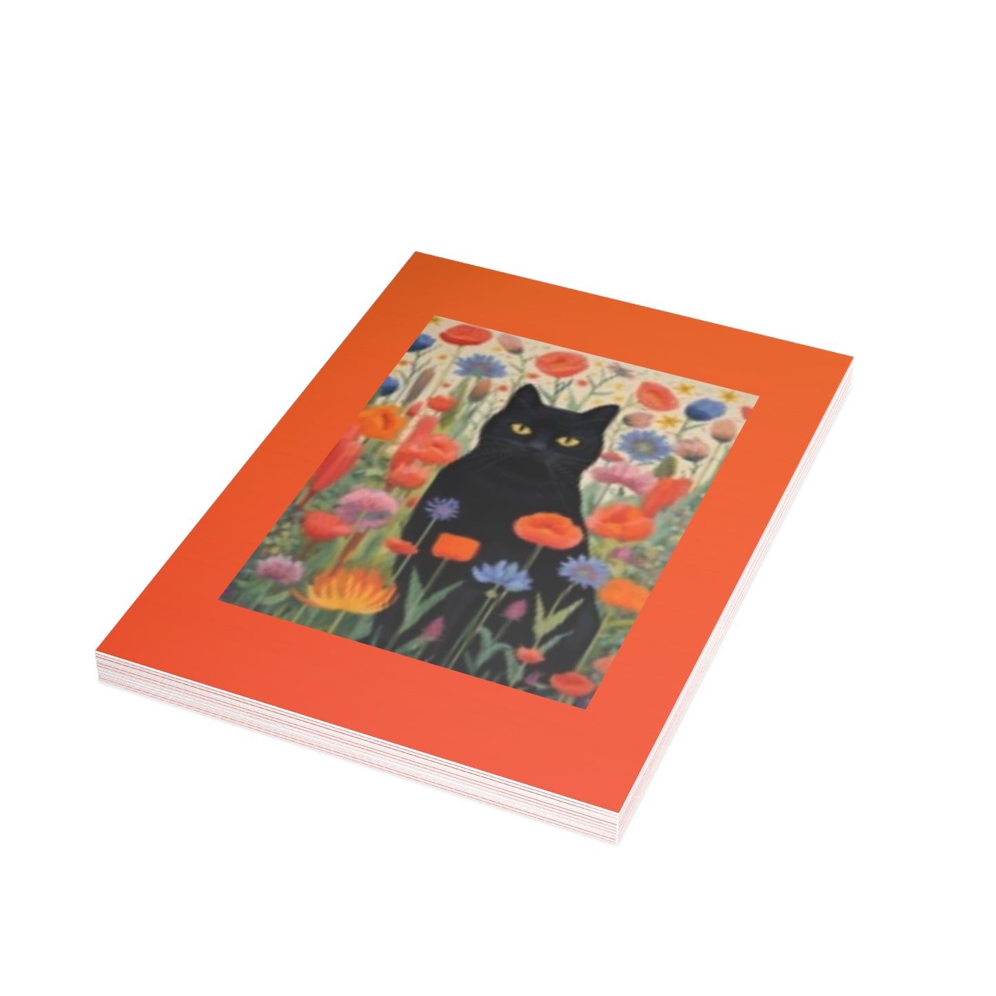 Paquete de postales vibrantes: diseños de gatos y flores silvestres con sobres