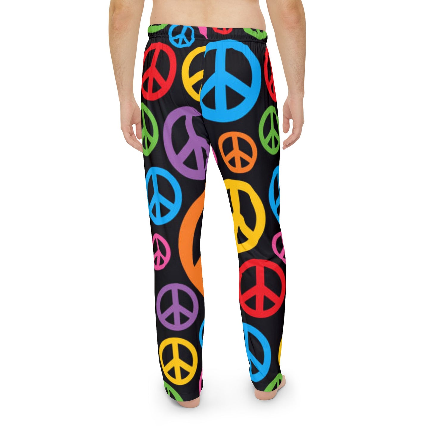 Colorful Peace Sign Men's Pajama Pants - Cozy Sleepwear for Relaxation