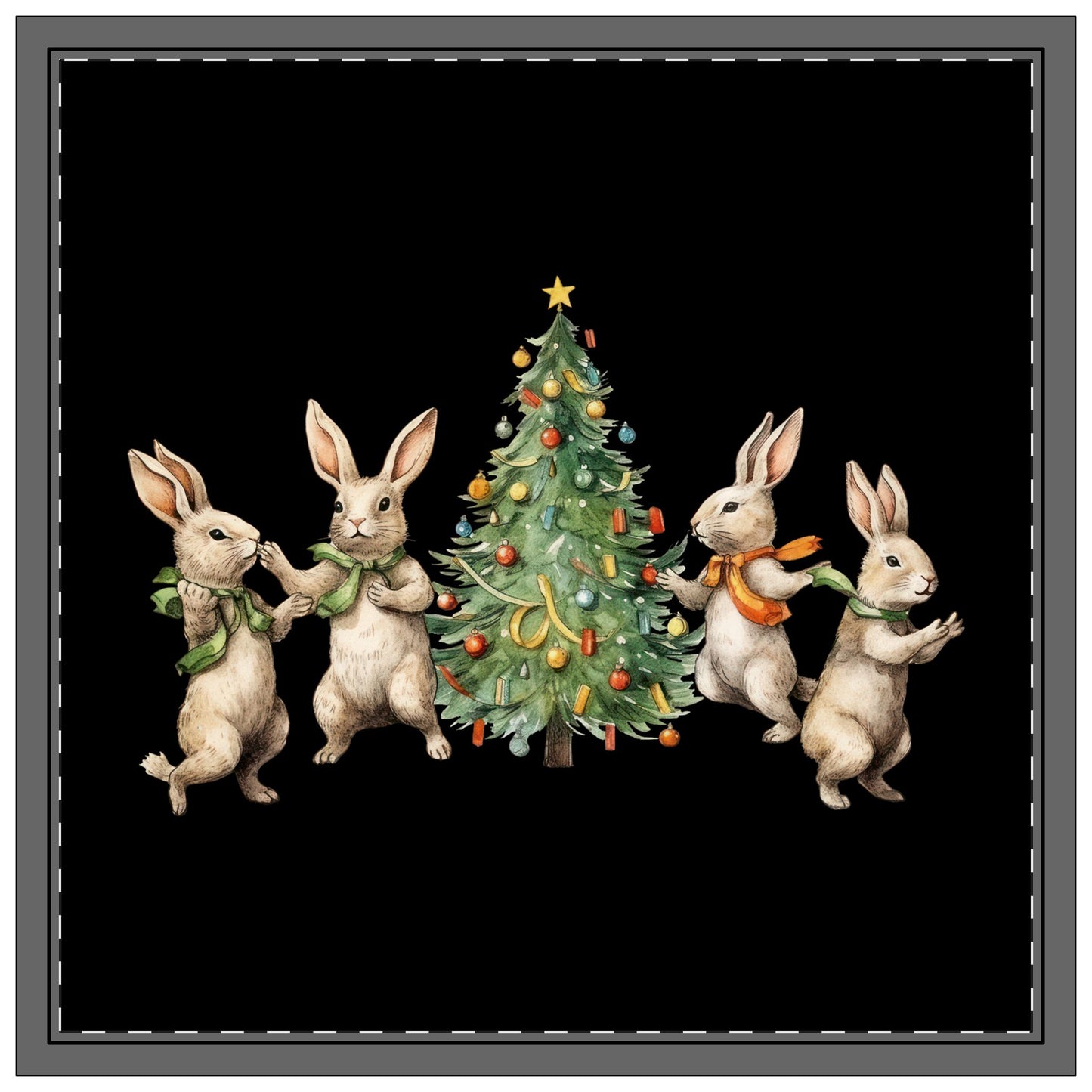 Servilletas, juego de 4, diseño de cuatro conejos, árbol de Navidad, gran regalo