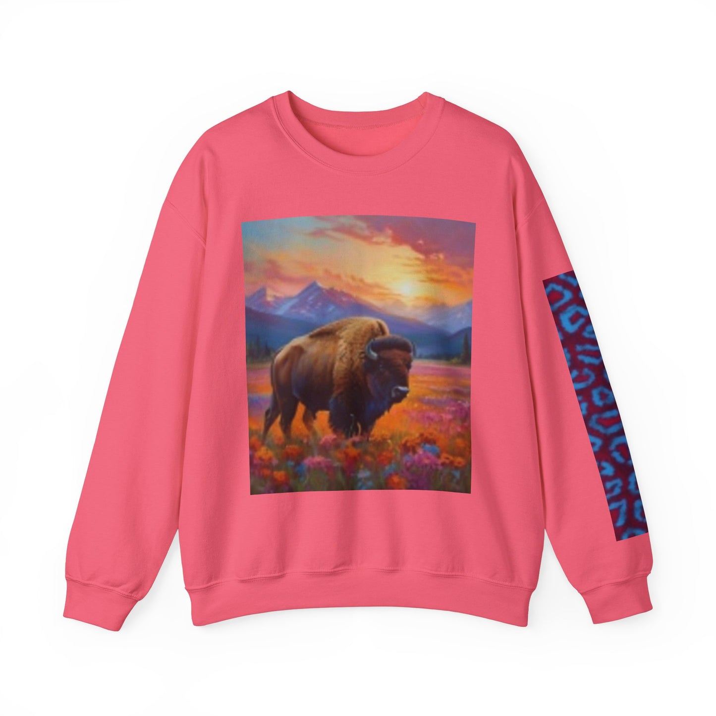 Sudadera unisex de cuello redondo con diseño de búfalo llamativo: perfecta para amantes de la naturaleza