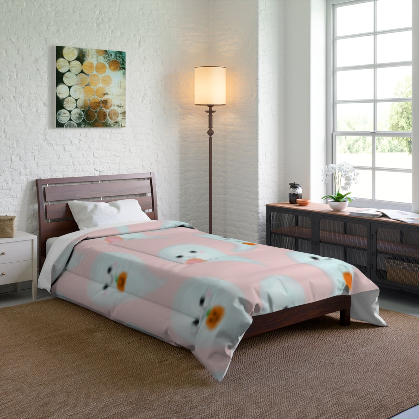 Ghosts on Pick Background Comforter Great for Girl's Room!