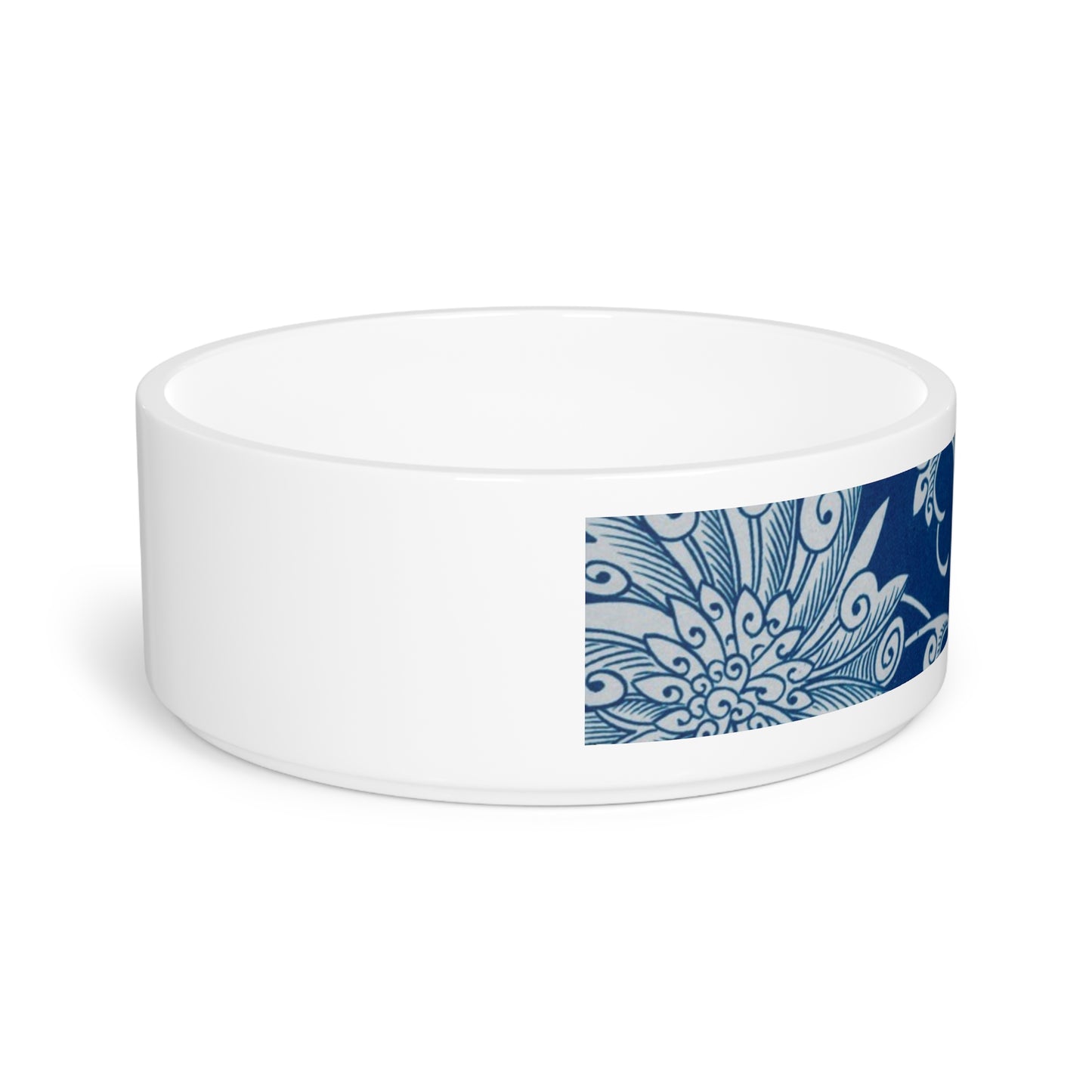Gamelle pour chien et chat, motif fleurs bleues fantaisie