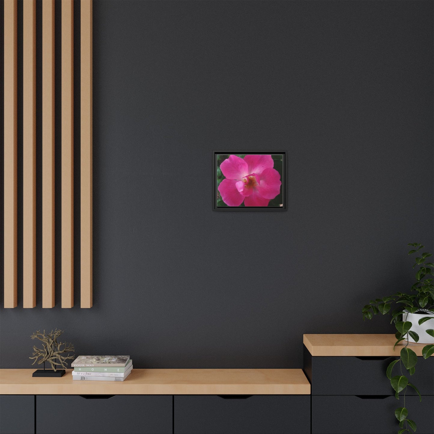 Framed Floral Canvas Art Print | Vibrant Pink Flower Decor, Wall Art for Home, Gift for Her, Mother's Day, Birthday
