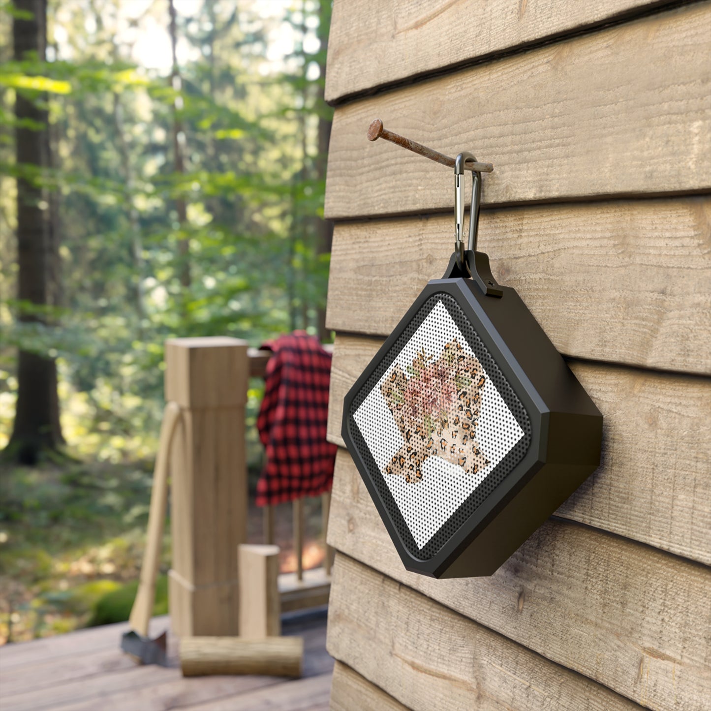 Altavoz Bluetooth Texas Wildflower: audio portátil para exteriores con diseño de estampado de leopardo