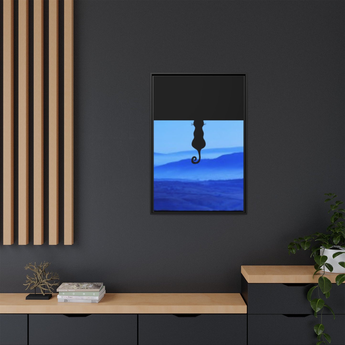 Framed Cat Silhouette Art Print, Wall Decor, Cat Lover Gift, Home Office Art, Pet Memorial