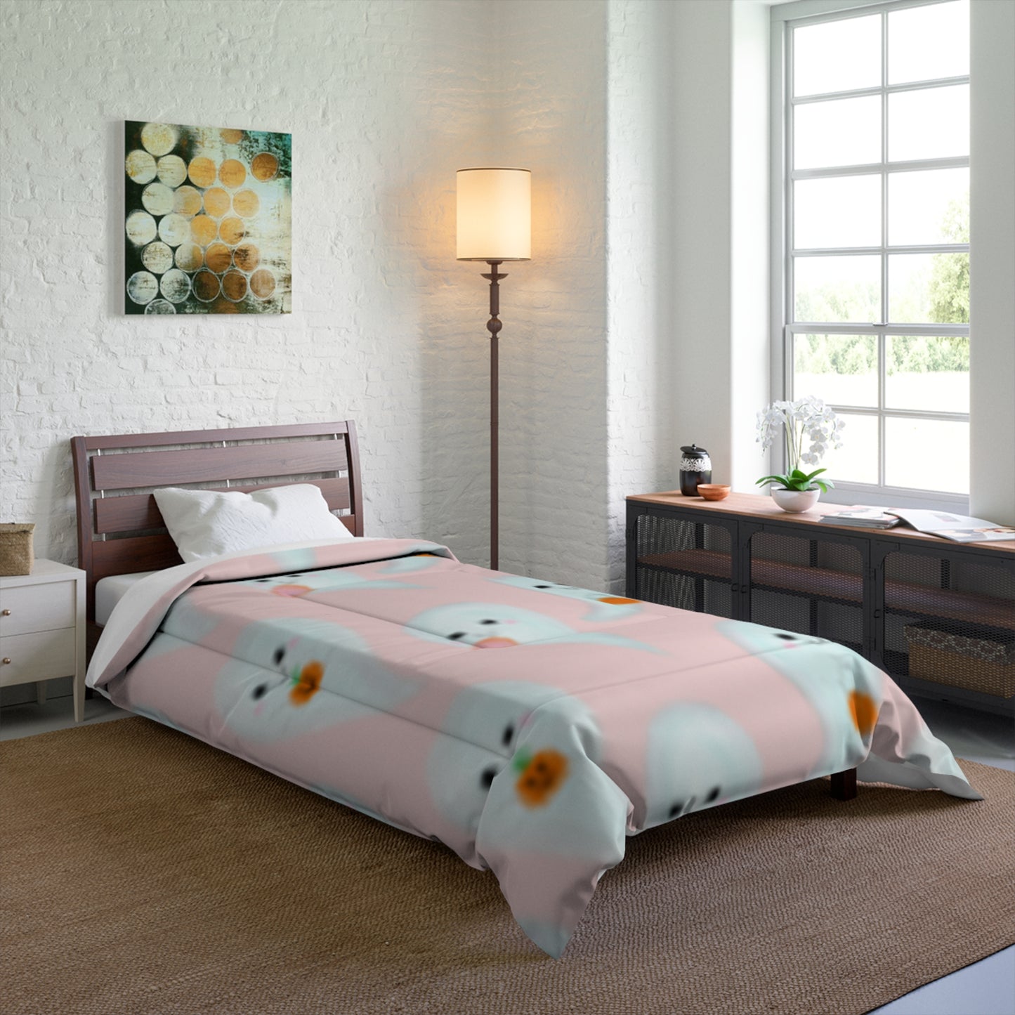 Ghosts on Pick Background Comforter Great for Girl's Room!