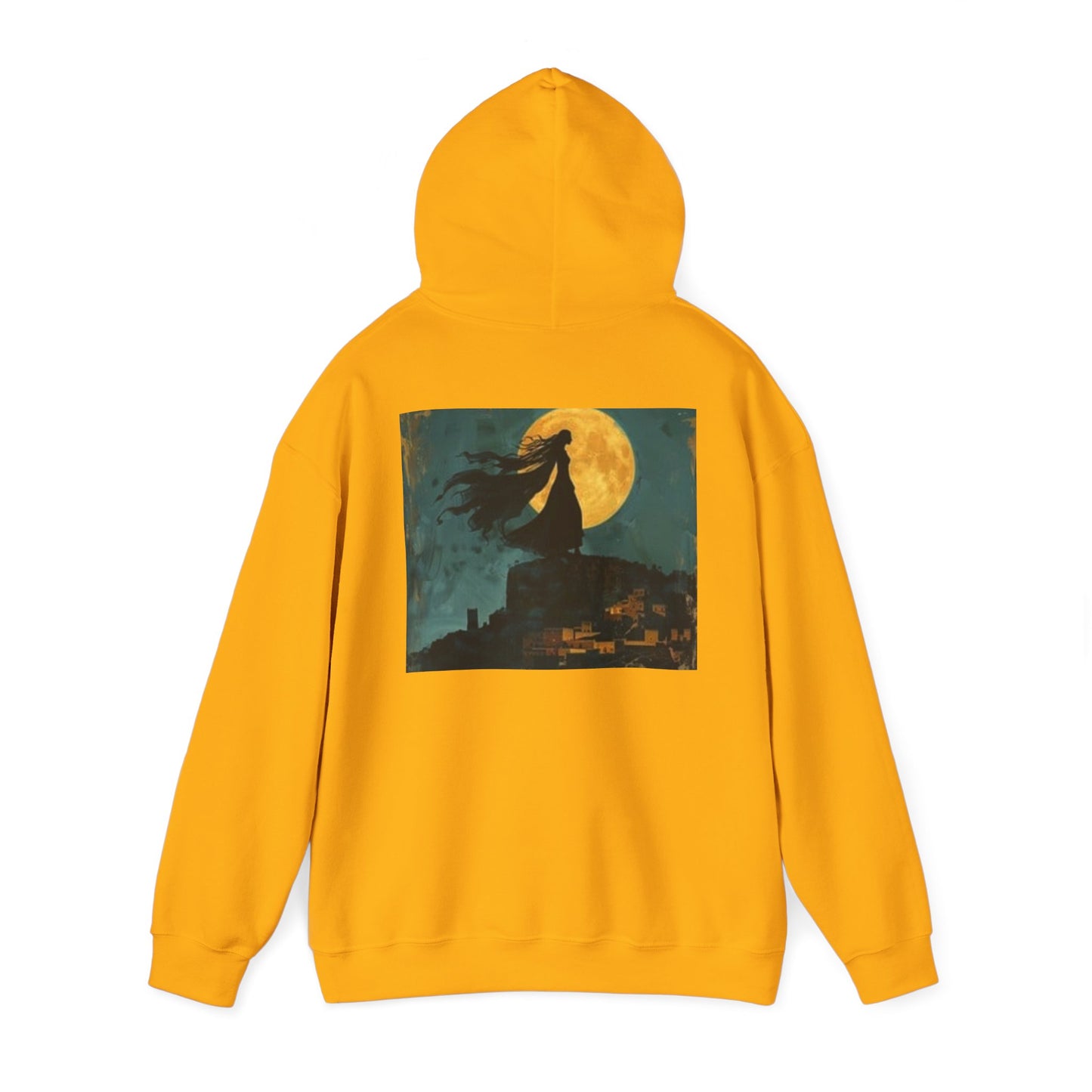 Sudadera con capucha unisex artística: diseño abstracto colorido y lunar