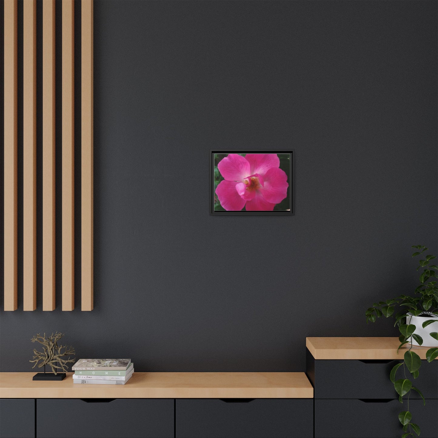 Framed Floral Canvas Art Print | Vibrant Pink Flower Decor, Wall Art for Home, Gift for Her, Mother's Day, Birthday