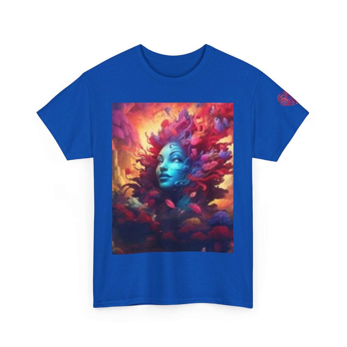 Camiseta unisex de algodón grueso con estampado artístico colorido - Diseño abstracto vibrante